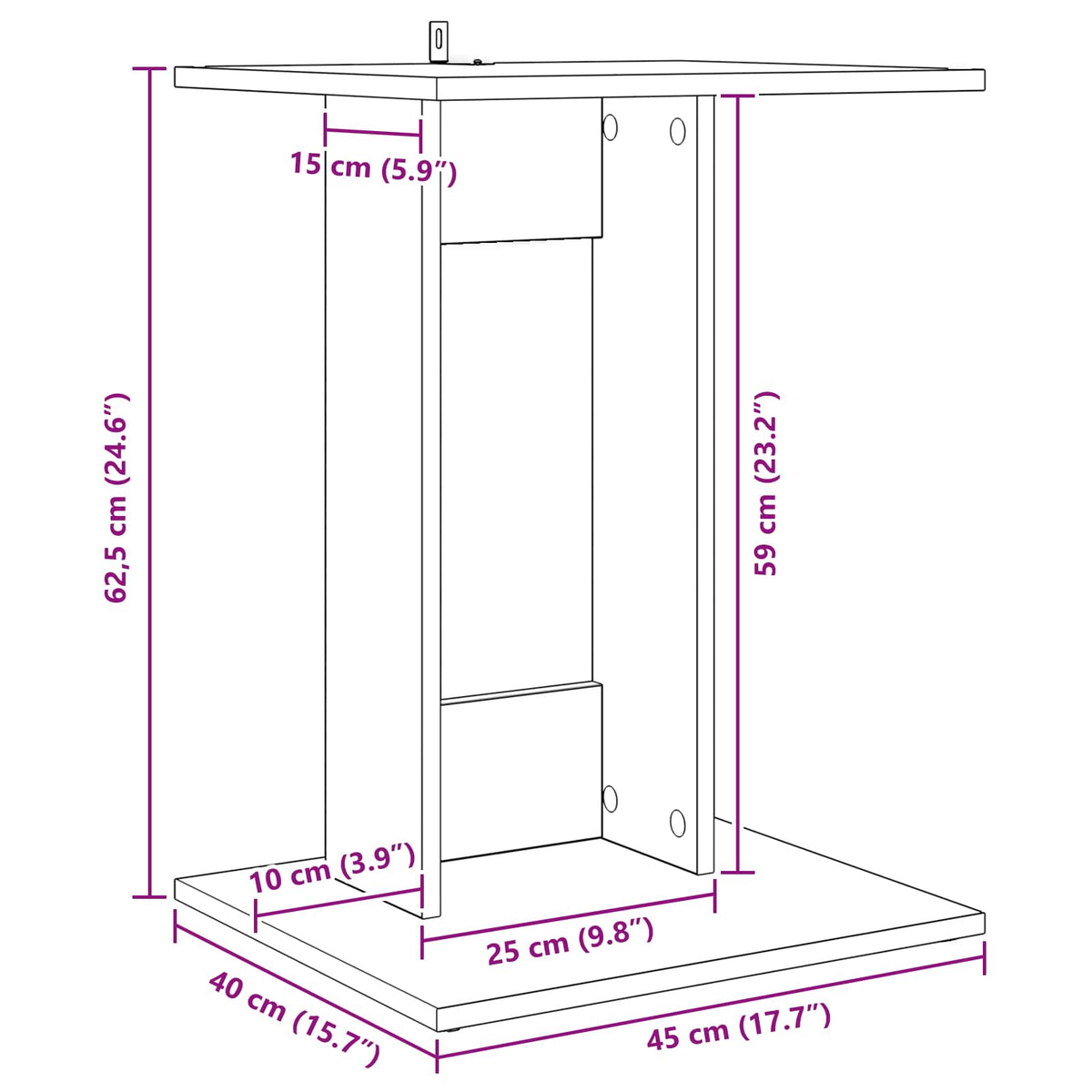 Bocni stol Crni hrast 45 x 40 x 62,5 cm Konstruirano drvo