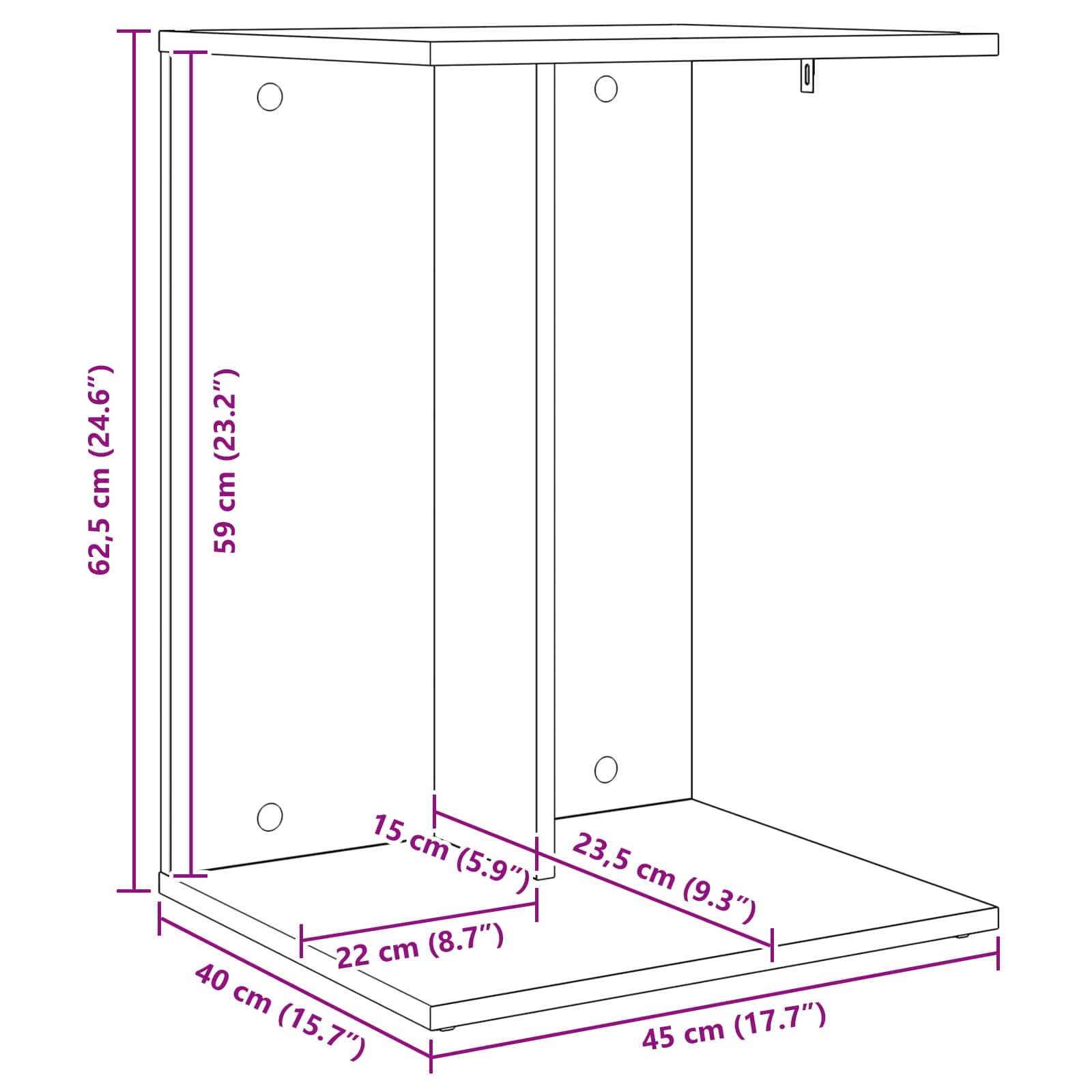 Bocni stol Betonski sivi 45 x 40 x 62,5 cm Konstruirano drvo