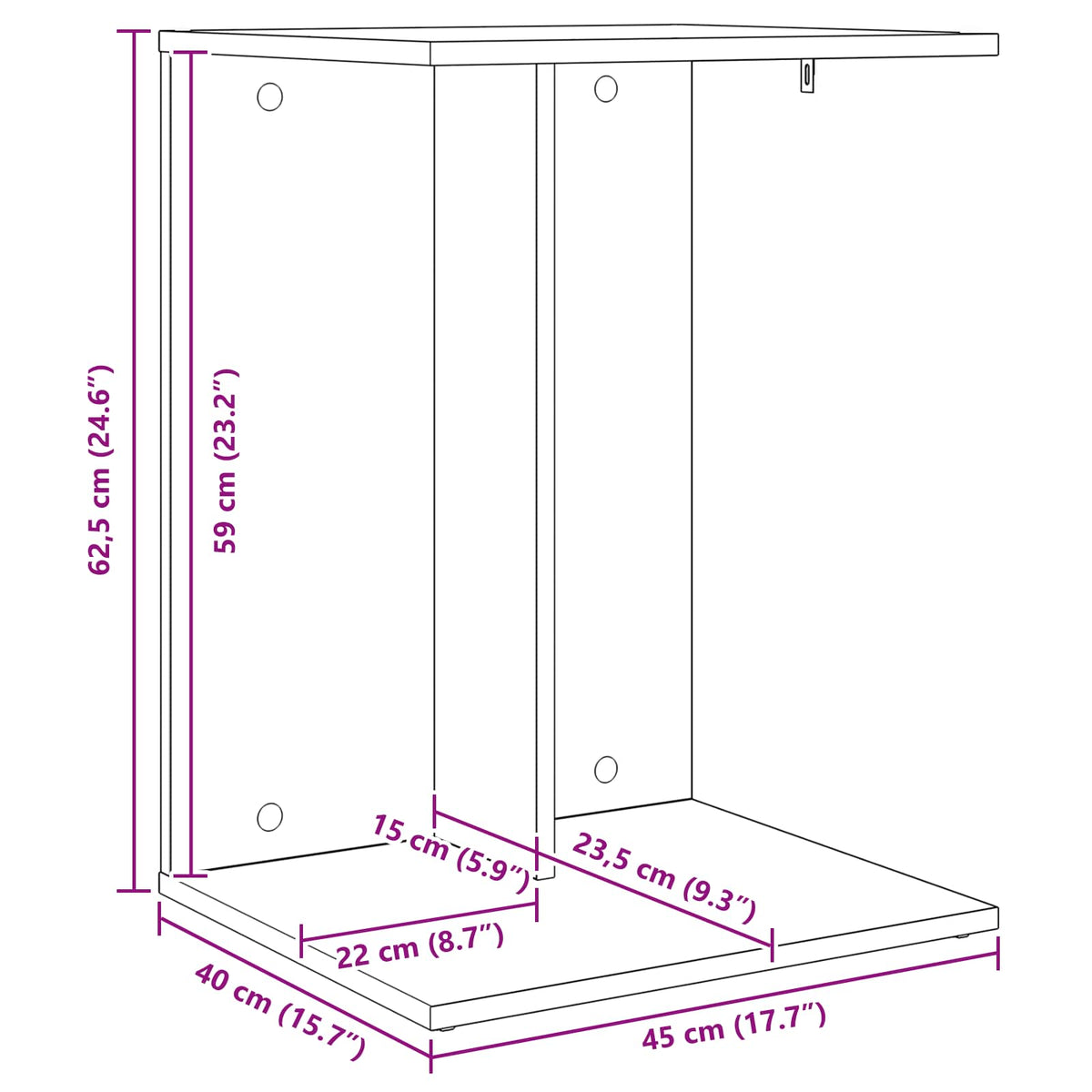Bocni stol Siva Sonoma 45 x 40 x 62,5 cm Konstruirano drvo