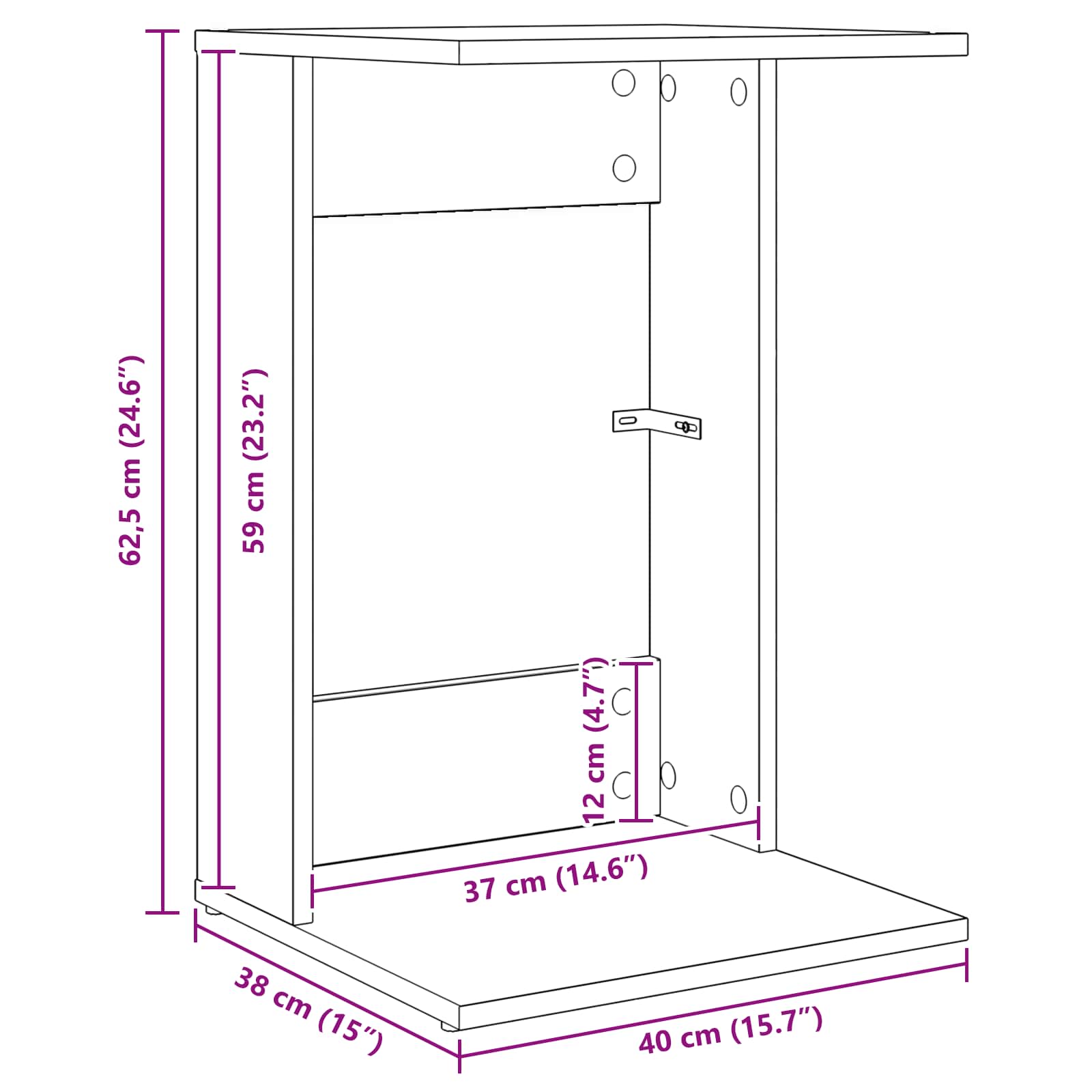 Bocni stol Dimljeni hrast 40 x 38 x 62,5 cm Konstruirano drvo