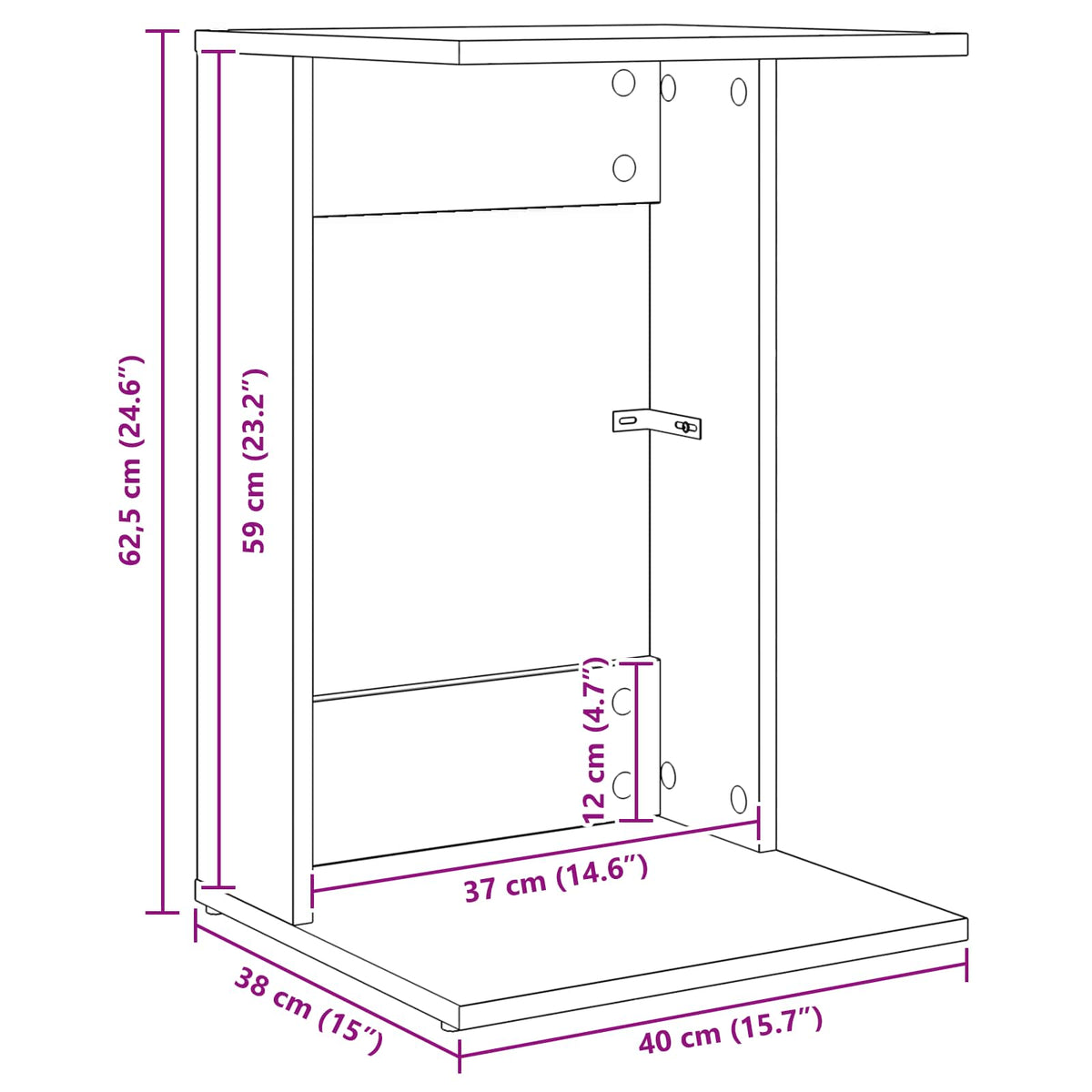 Bocni stol Siva Sonoma 40 x 38 x 62,5 cm Konstruirano drvo