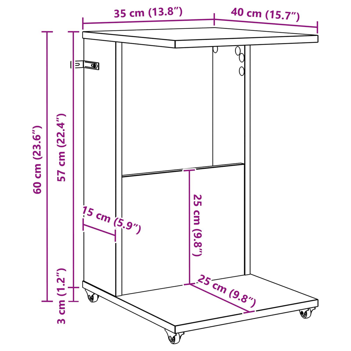 Bocni stol Sonoma hrast 40 x 35 x 60 cm Konstruirano drvo