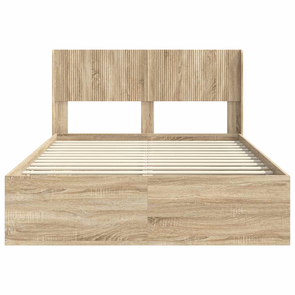 Krevetna konstrukcija s pohranom i uzglavljem Hrast sonoma Smeđa 150 x 200 cm