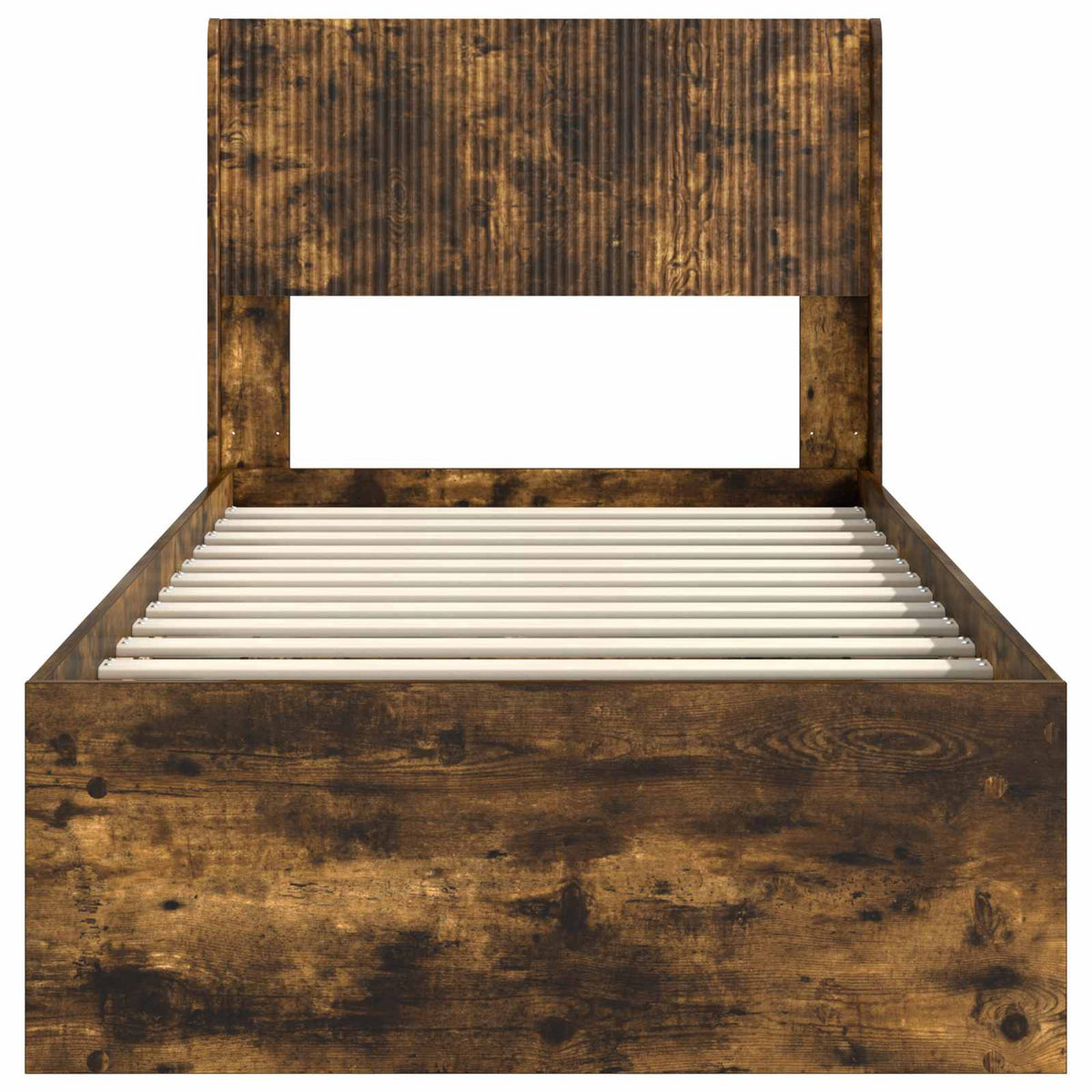 Krevetna konstrukcija s pohranom i uzglavljem Dimljeni hrast Smeđa 90 x 190 cm