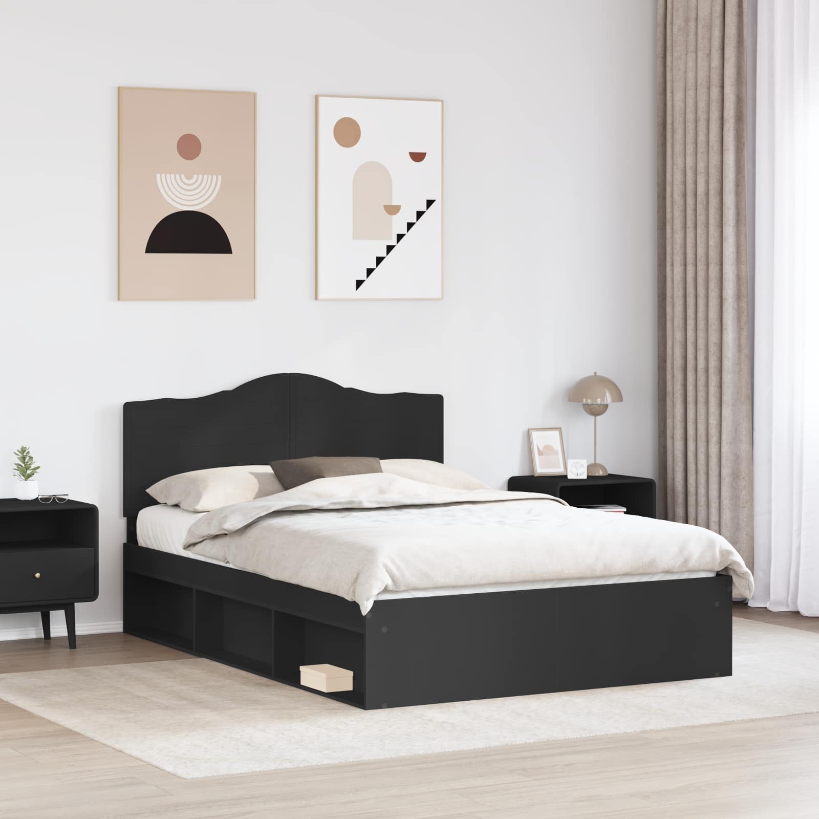 Krevetna konstrukcija Crna 160 x 200 cm Čvrsto borovo drvo