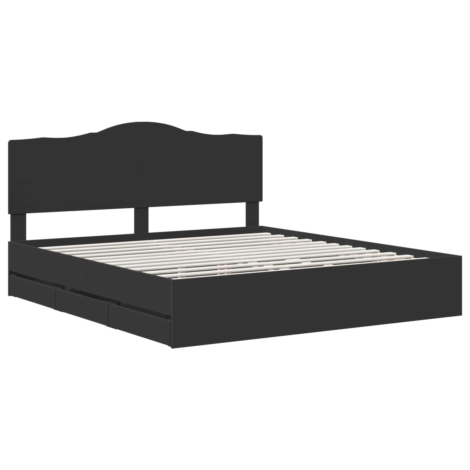 Krevetna konstrukcija Crna 200 x 200 cm Inženjersko Drvo
