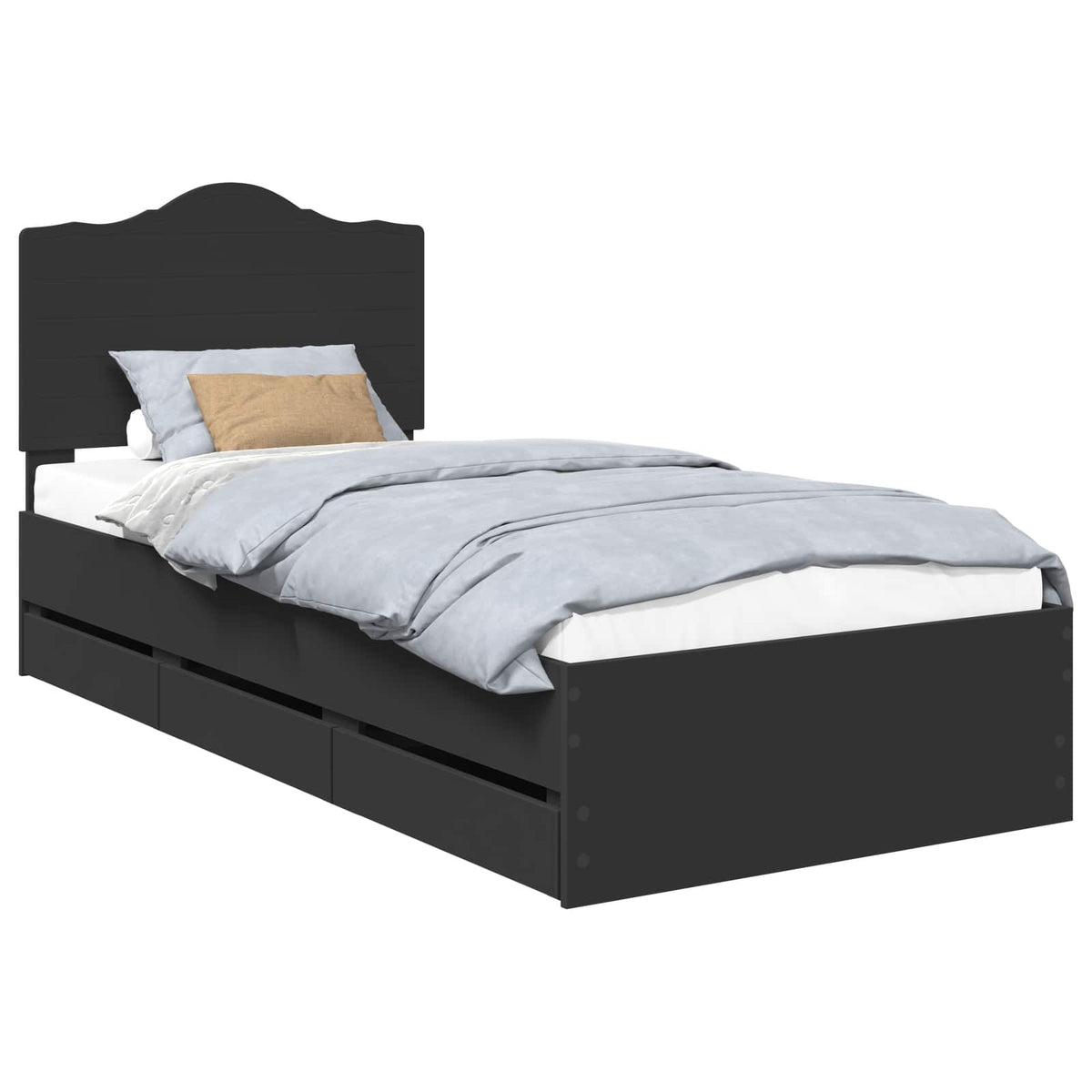 Krevetna konstrukcija Crna 90 x 200 cm Inženjersko Drvo