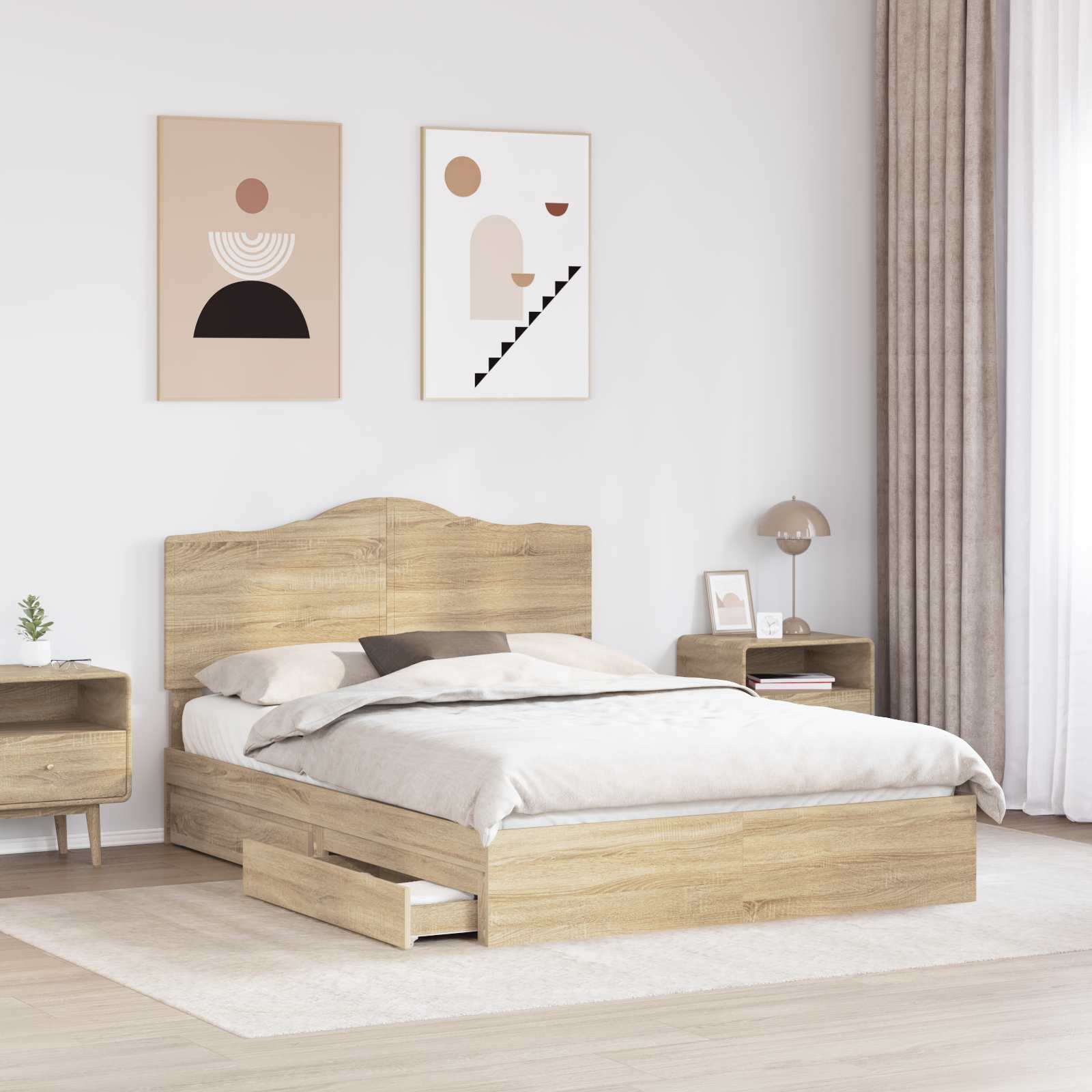 Krevet s od storage Sonoma hrast 150 x 200 cm Konstruirano drvo