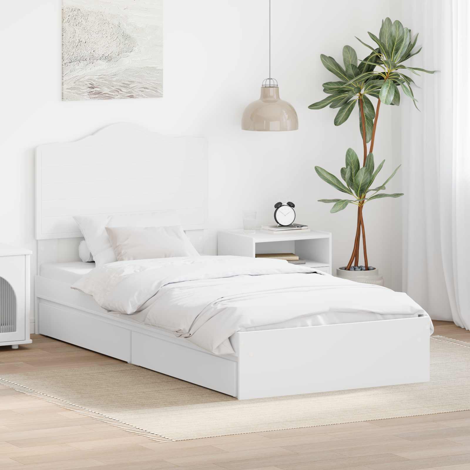Krevet s od storage Bijelo 70 x 190 cm Konstruirano drvo
