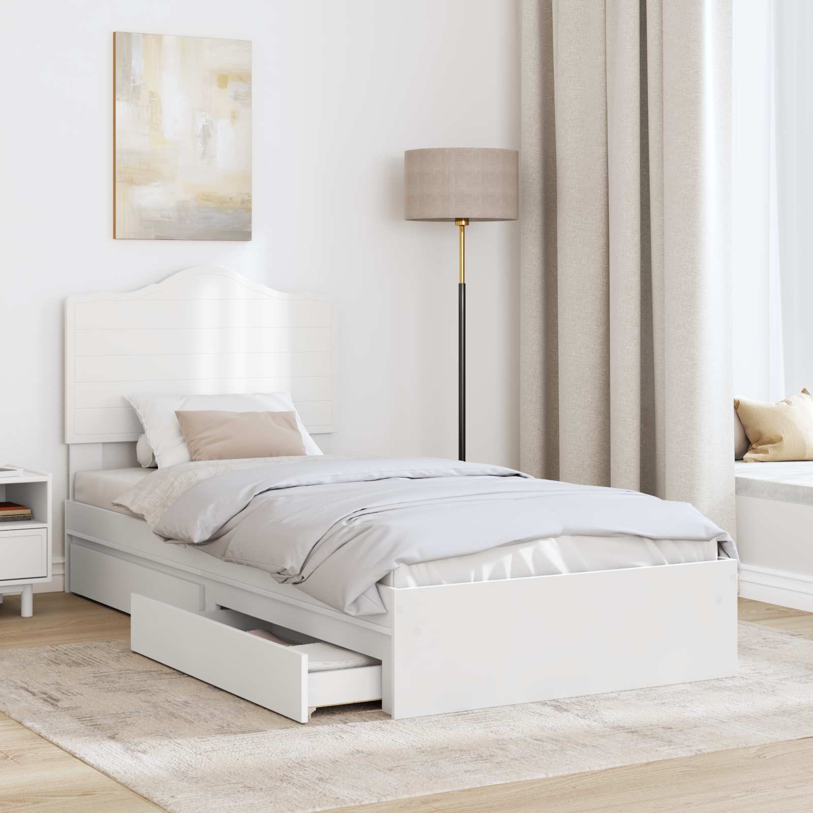 Krevet s od storage Bijelo 70 x 190 cm Konstruirano drvo
