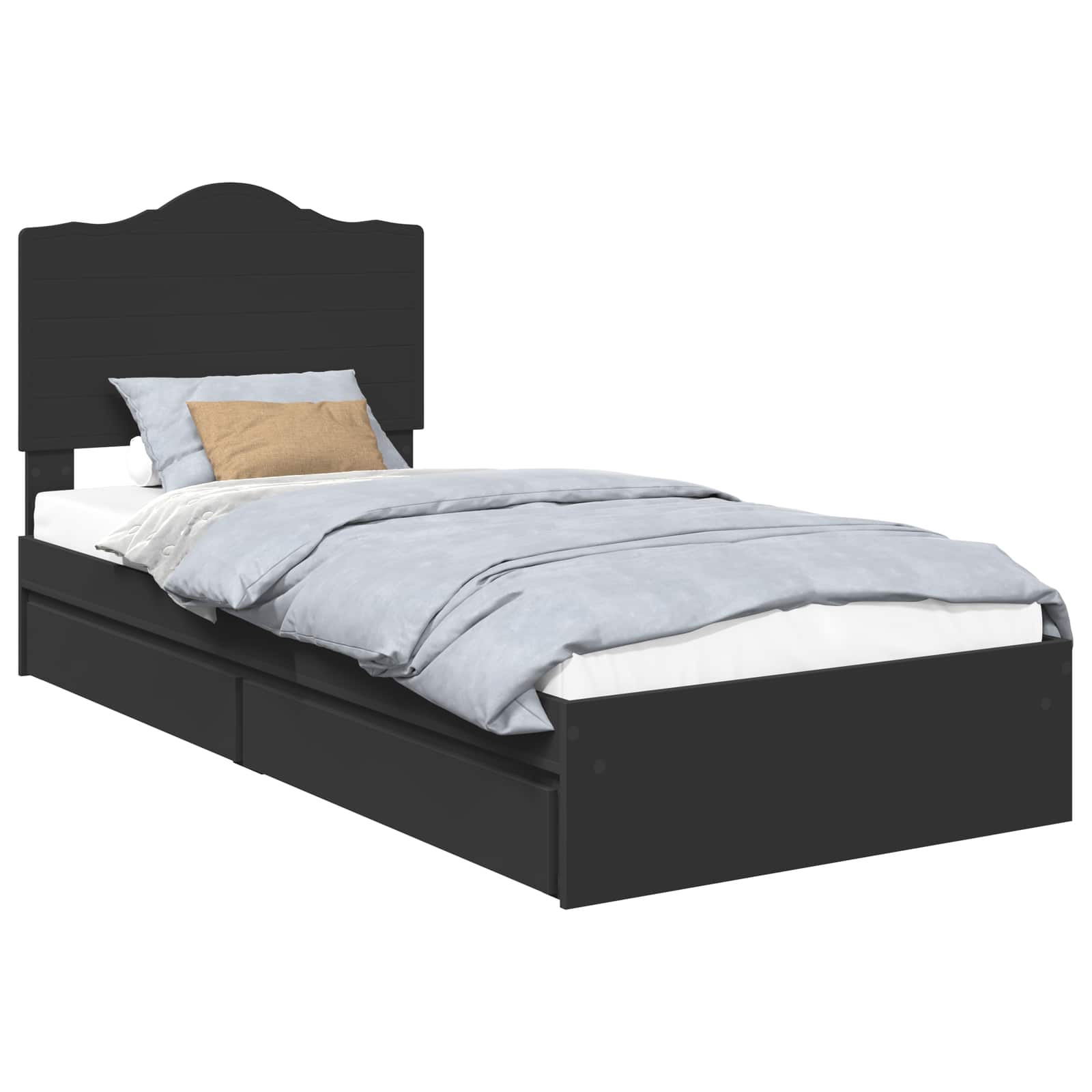 Krevet s od storage Podesiva Crna 70 x 190 cm Konstruirano drvo