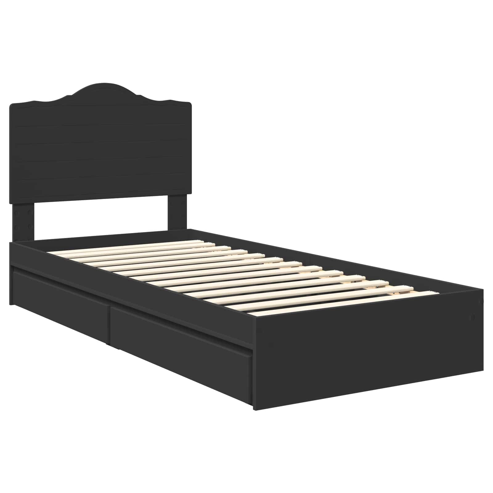 Krevet s od storage Podesiva Crna 70 x 190 cm Konstruirano drvo