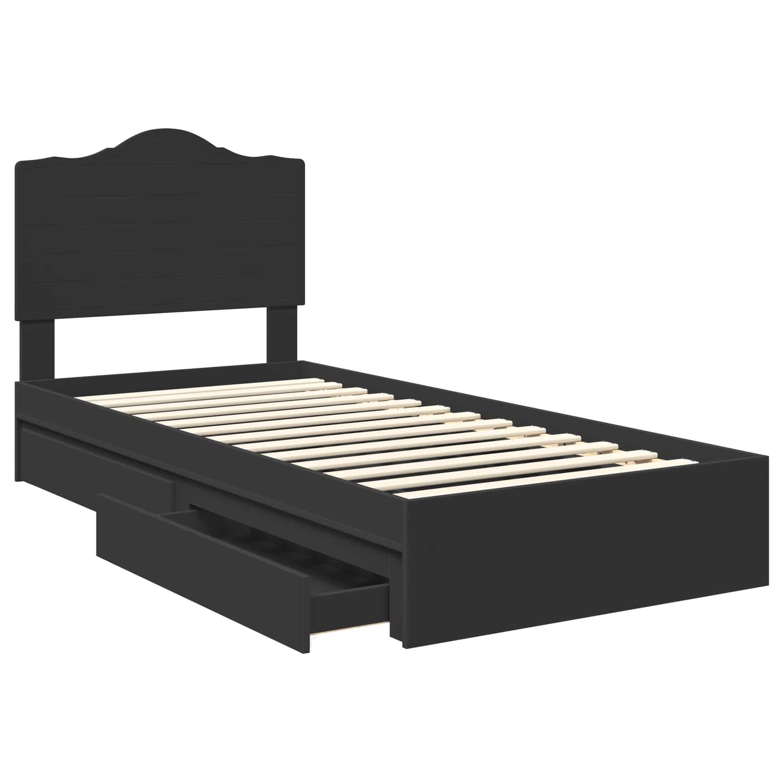 Krevet s od storage Podesiva Crna 70 x 190 cm Konstruirano drvo