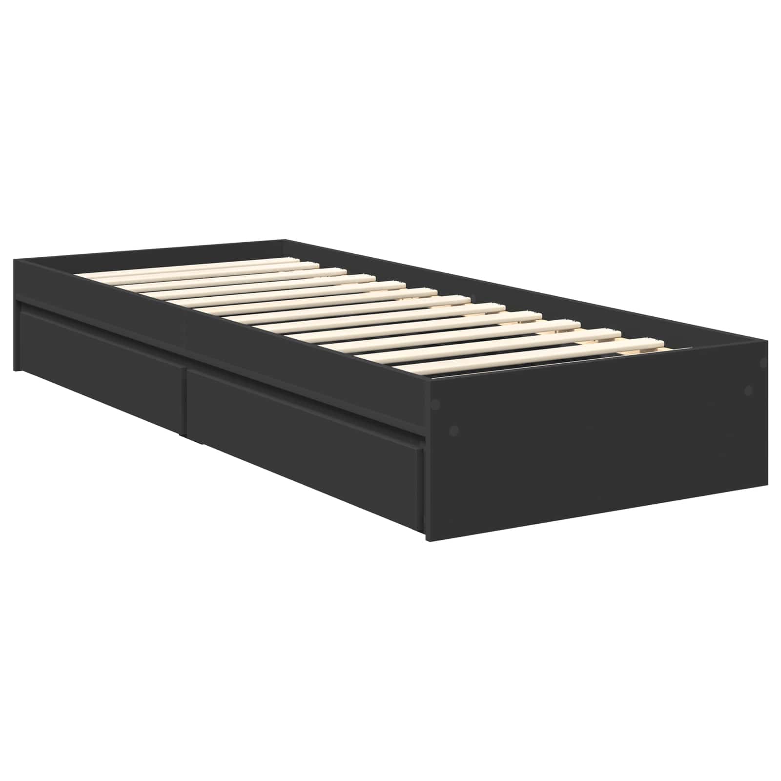 Krevet s od storage Podesiva Crna 70 x 190 cm Konstruirano drvo