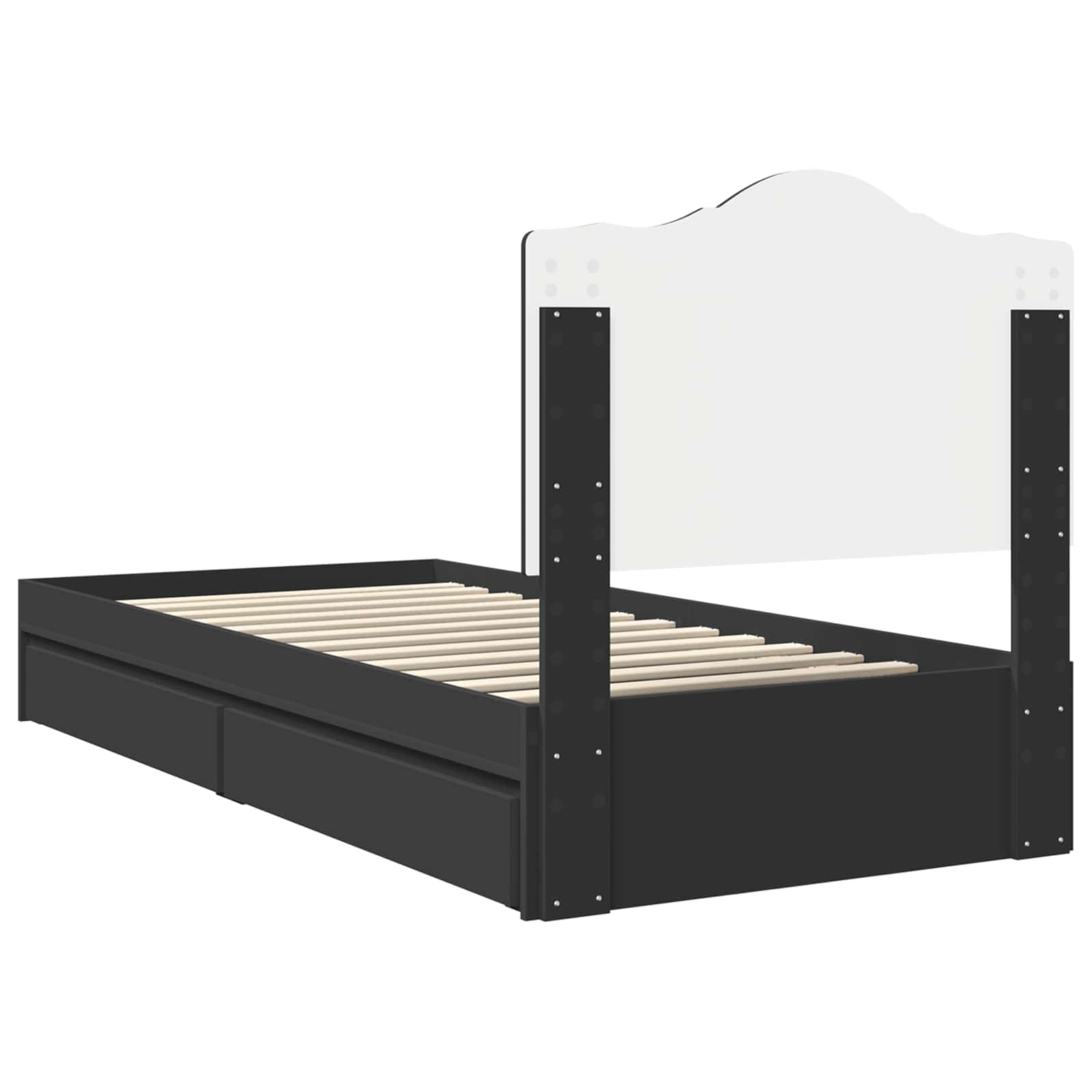 Krevet s od storage Podesiva Crna 70 x 190 cm Konstruirano drvo