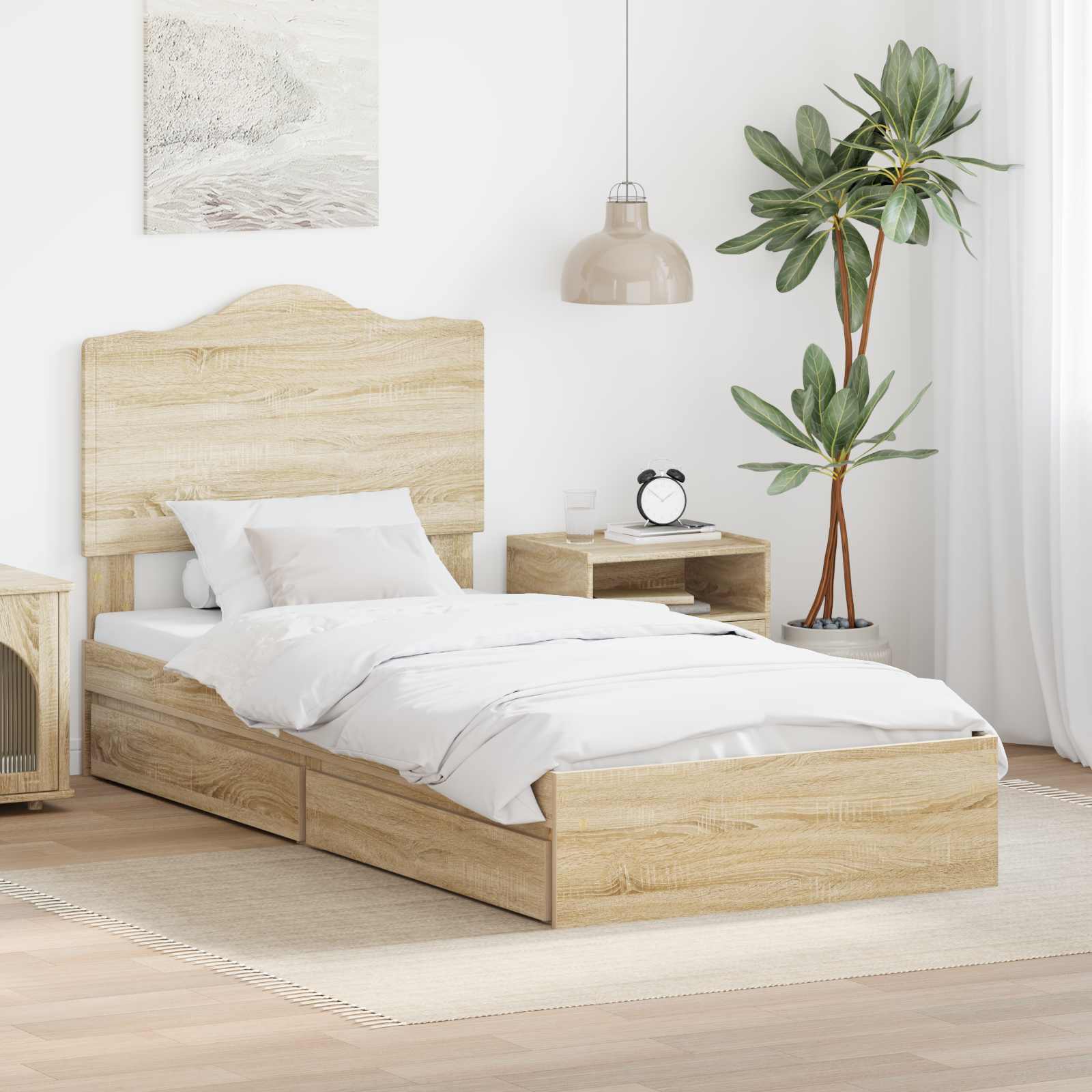 Krevet s od storage Sonoma hrast 70 x 190 cm Konstruirano drvo