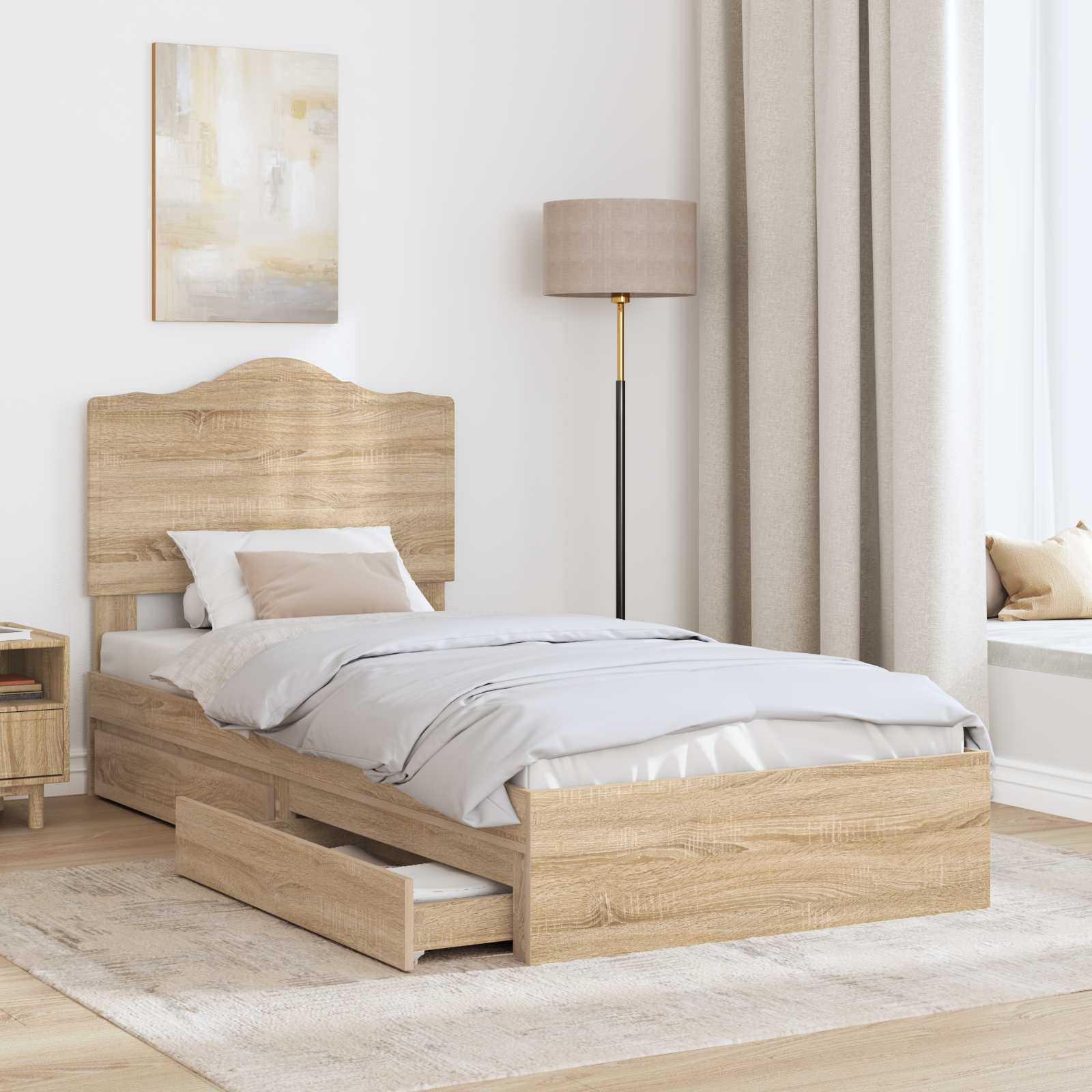 Krevet s od storage Sonoma hrast 70 x 190 cm Konstruirano drvo