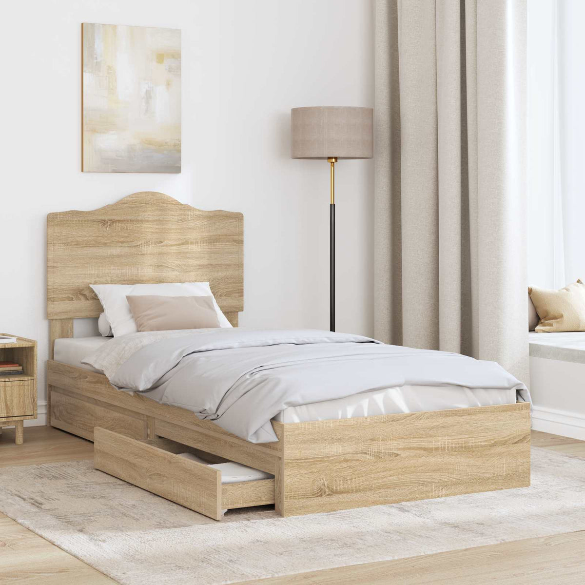 Krevet s od storage Sonoma hrast 70 x 190 cm Konstruirano drvo