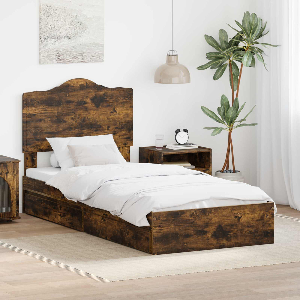 Krevet s od storage s ladicama Dimljeni hrast 70 x 190 cm