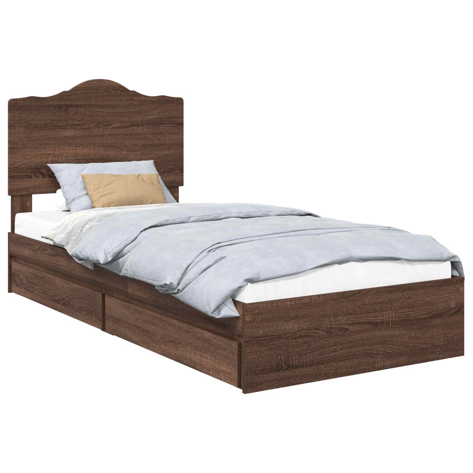 Krevet s od storage Smeđi hrast 70 x 190 cm Konstruirano drvo