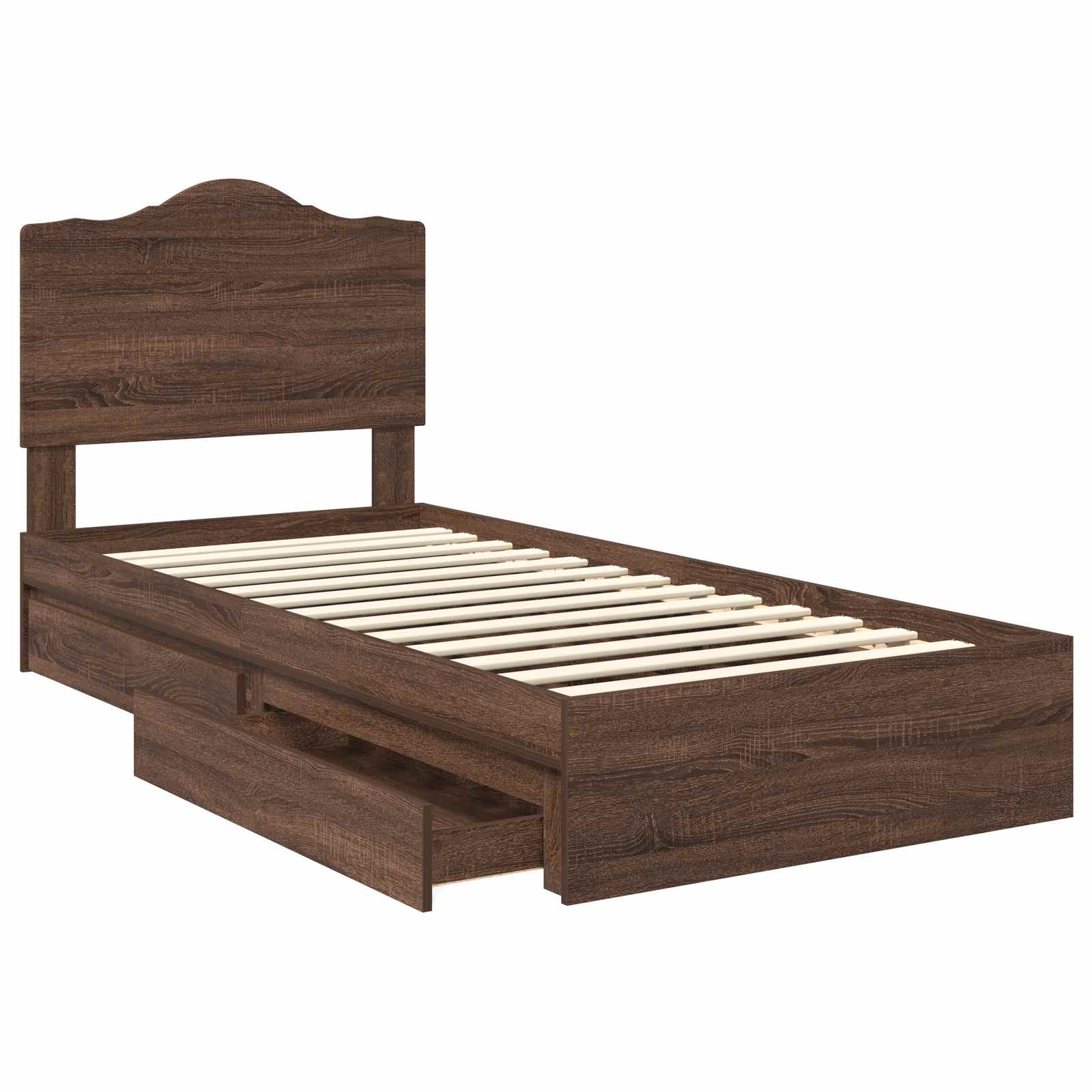 Krevet s od storage Smeđi hrast 70 x 190 cm Konstruirano drvo