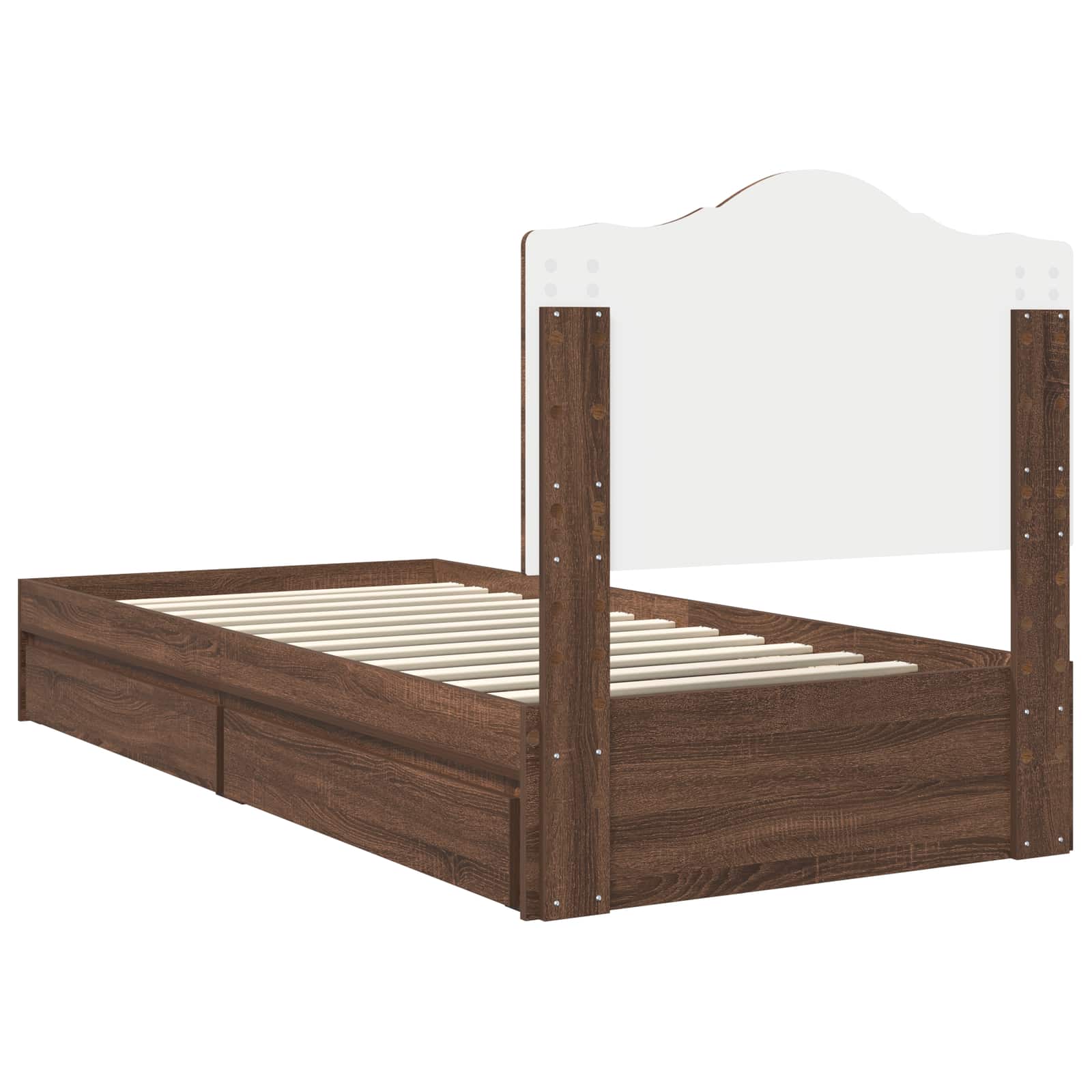 Krevet s od storage Smeđi hrast 70 x 190 cm Konstruirano drvo