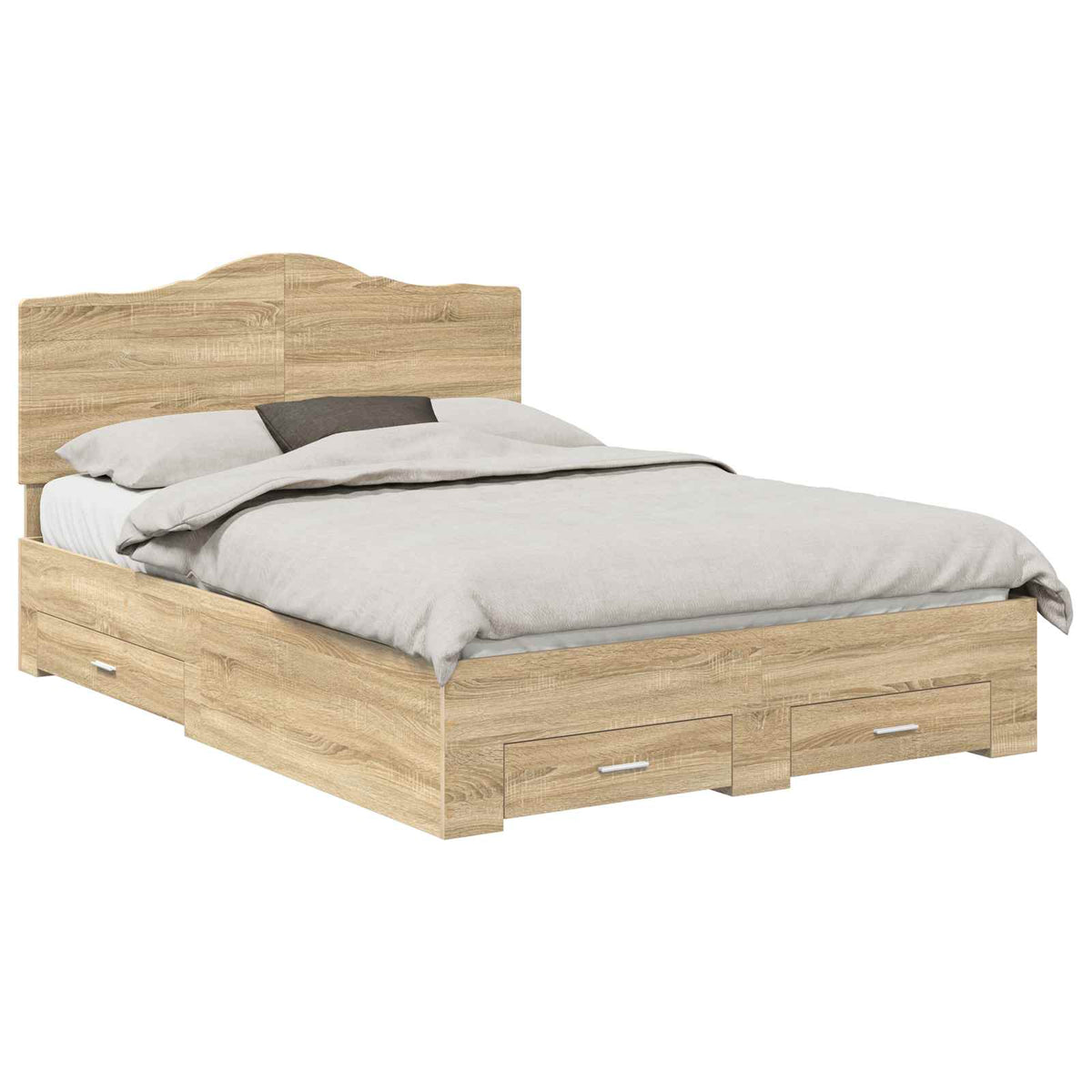 Krevetna konstrukcija s ladicama Sonoma hrast 150 x 200 cm Smeđa 206 x 153 x 100 cm