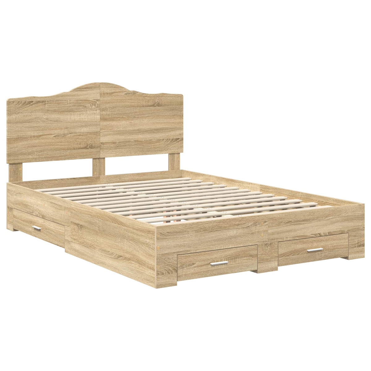 Krevetna konstrukcija s ladicama Sonoma hrast 150 x 200 cm Smeđa 206 x 153 x 100 cm
