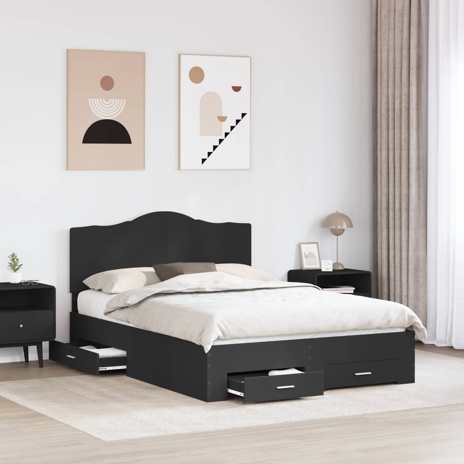 Krevetna konstrukcija Crna 140 x 190 cm Konstruirano drvo