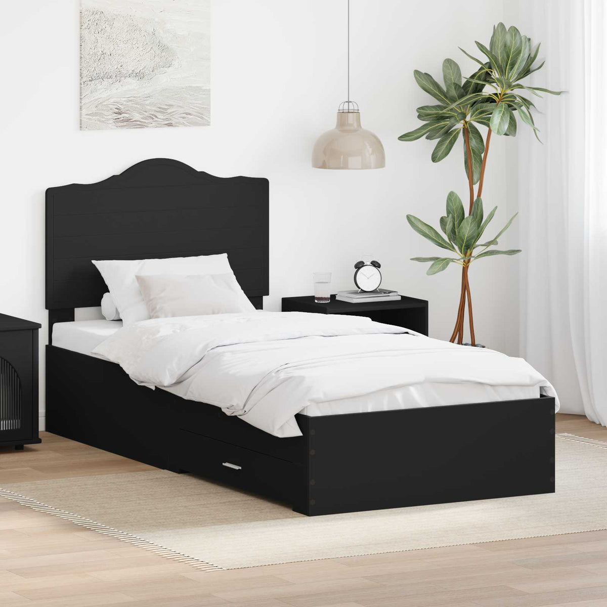 Krevetna konstrukcija Crna 100 x 200 cm Konstruirano drvo