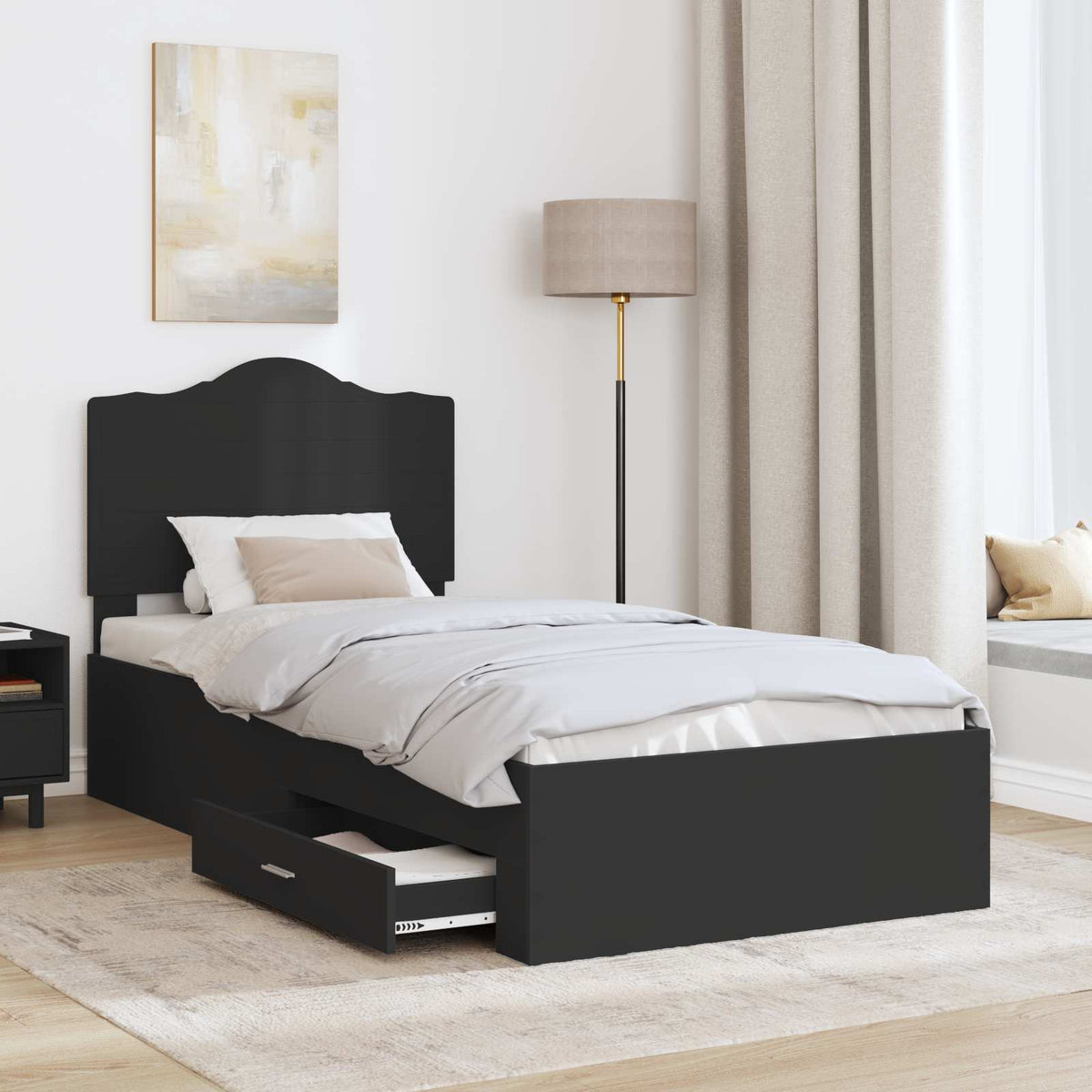 Krevetna konstrukcija Crna 100 x 200 cm Konstruirano drvo
