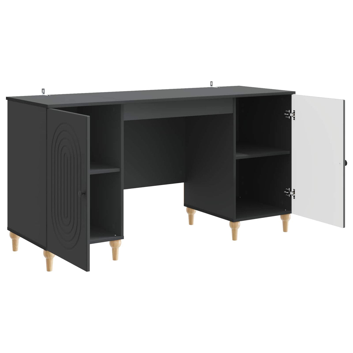 Stol s policom Crna 142,5 x 50 x 75 cm Konstruirano drvo