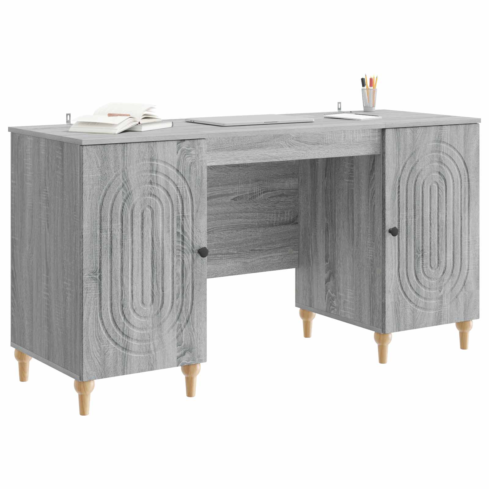 Stol s policom Siva sonoma 142,5 x 50 x 75 cm Konstruirano drvo