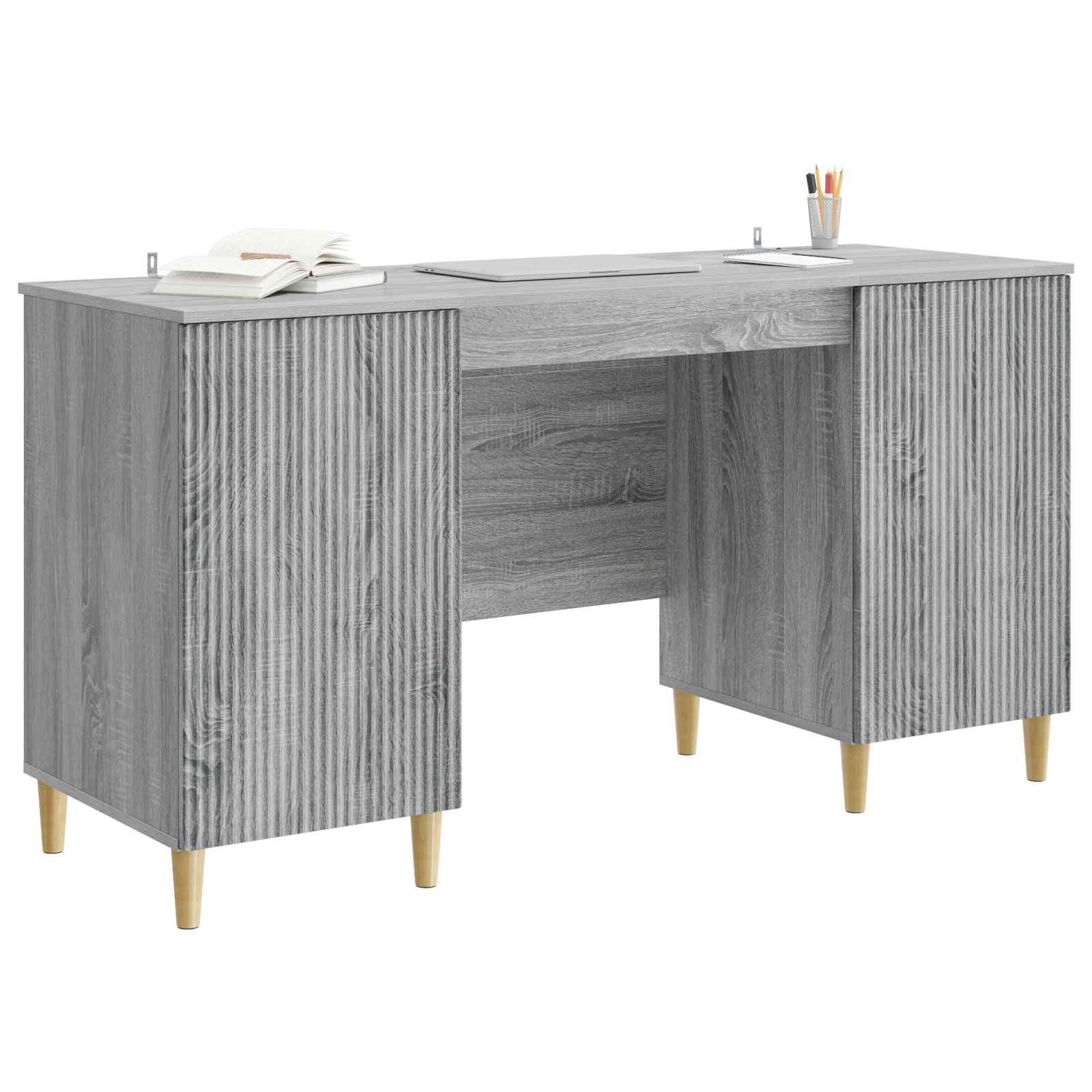 Stol s policom Siva sonoma 142,5 x 50 x 75 cm Konstruirano drvo