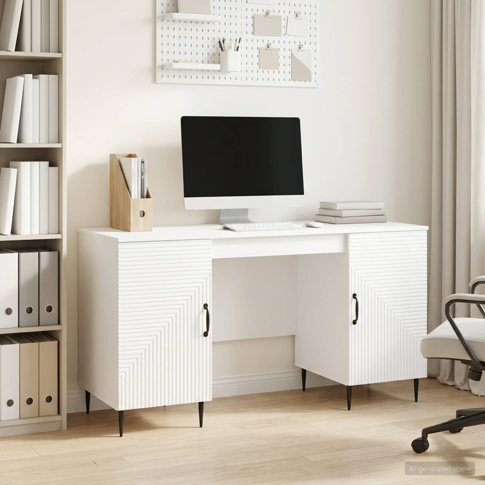Stol Bijela visokog sjaja 142,5 x 50 x 75 cm Konstruirano drvo
