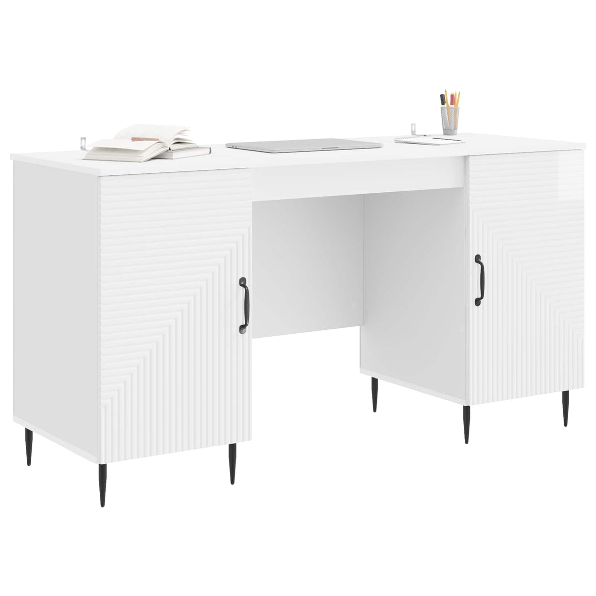 Stol Bijela visokog sjaja 142,5 x 50 x 75 cm Konstruirano drvo