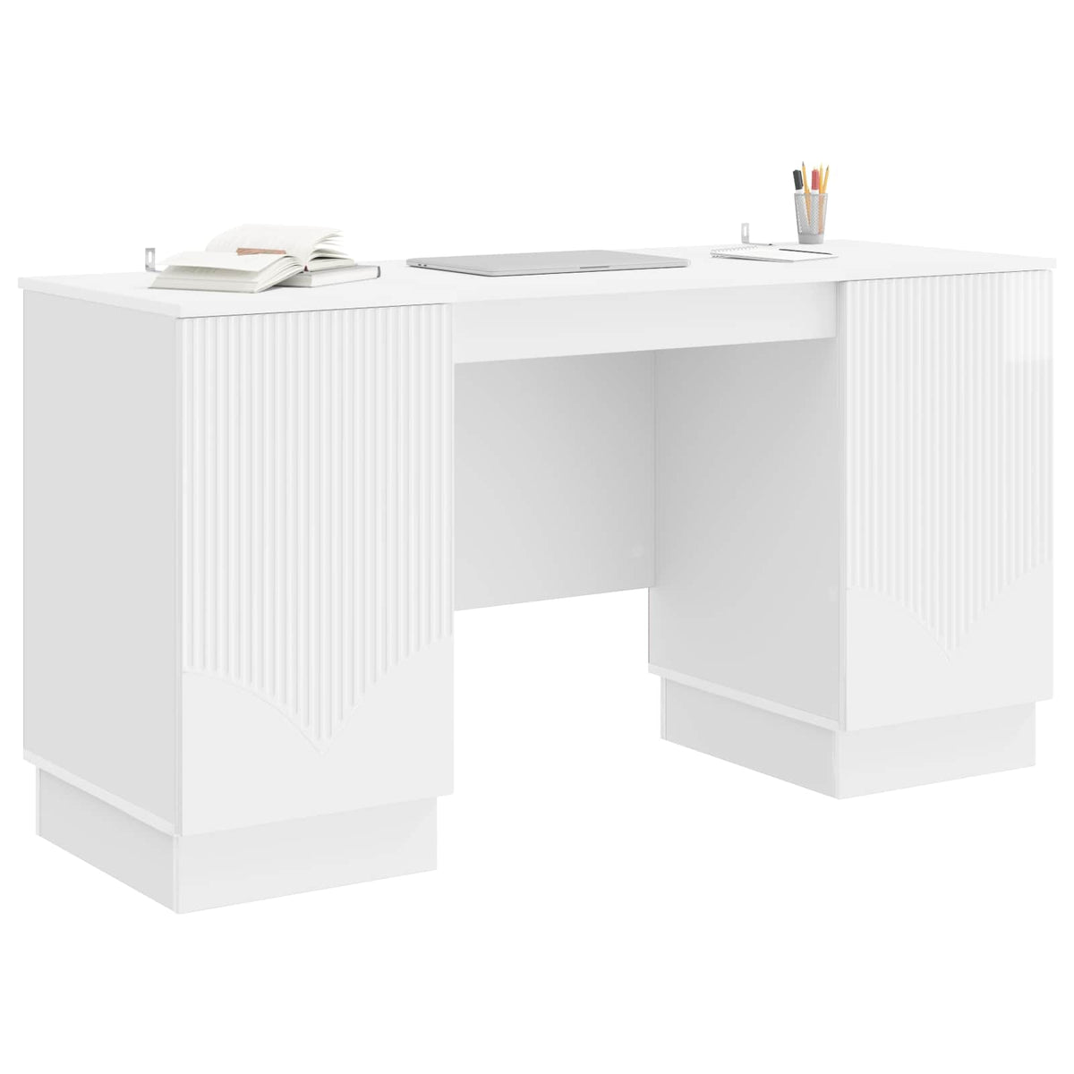 Stol Bijela visokog sjaja 142,5 x 50 x 75 cm Konstruirano drvo