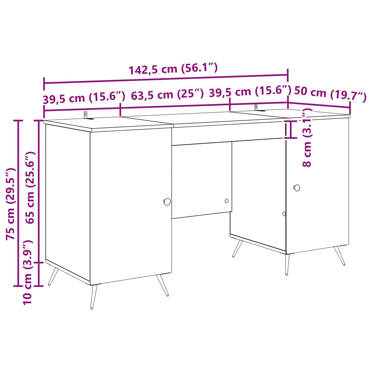 Stol Crna 142,5 x 50 x 75 cm Konstruirano drvo
