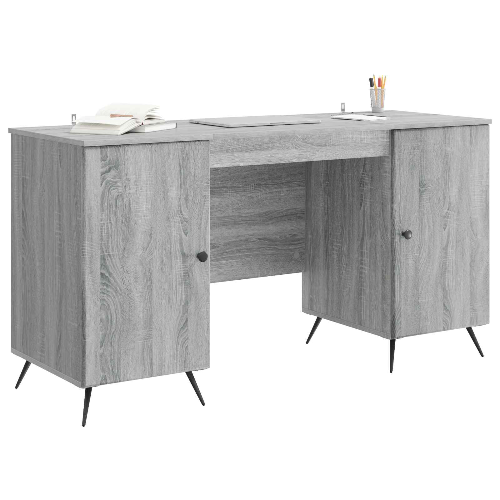 Stol s policom Siva sonoma 142,5 x 50 x 75 cm Konstruirano drvo