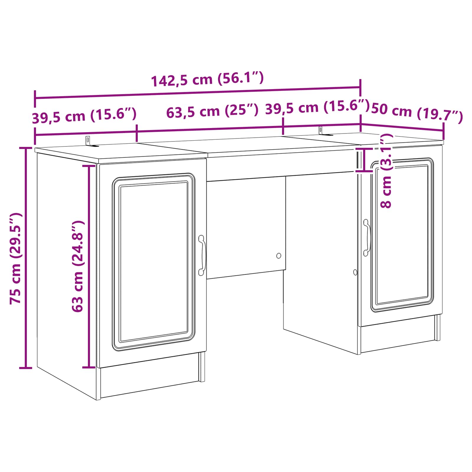 Stol s policom Siva sonoma 142,5 x 50 x 75 cm Konstruirano drvo
