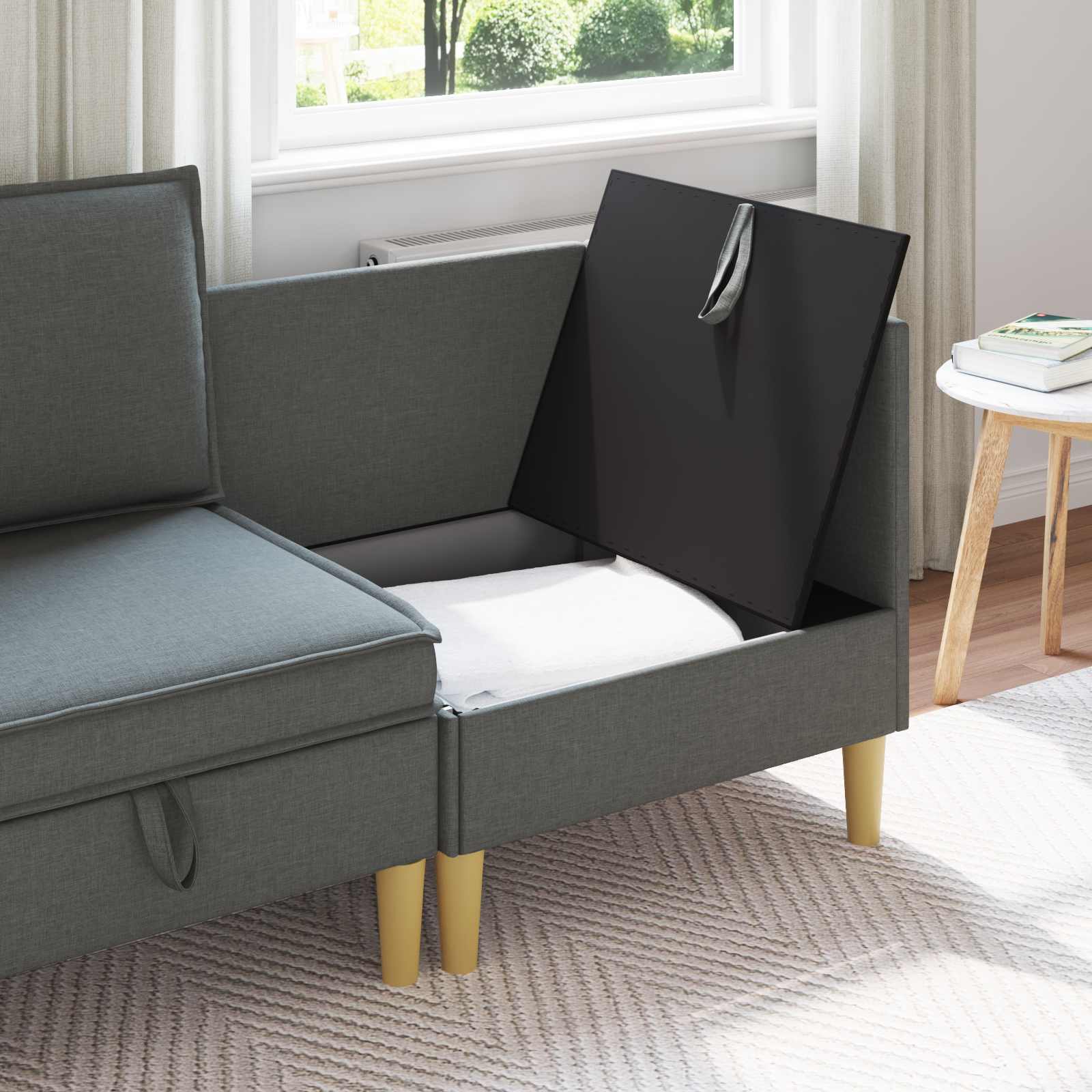 Kutna Sofa s Pohranom Tamnosiva Tkanina