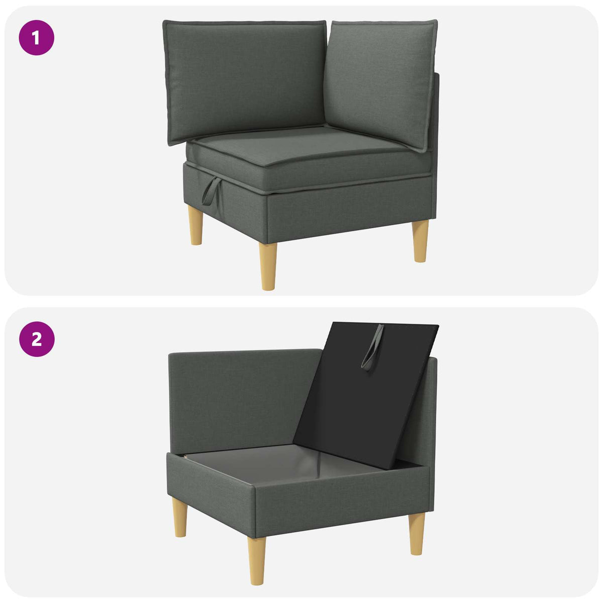 Kutna Sofa s Pohranom Tamnosiva Tkanina