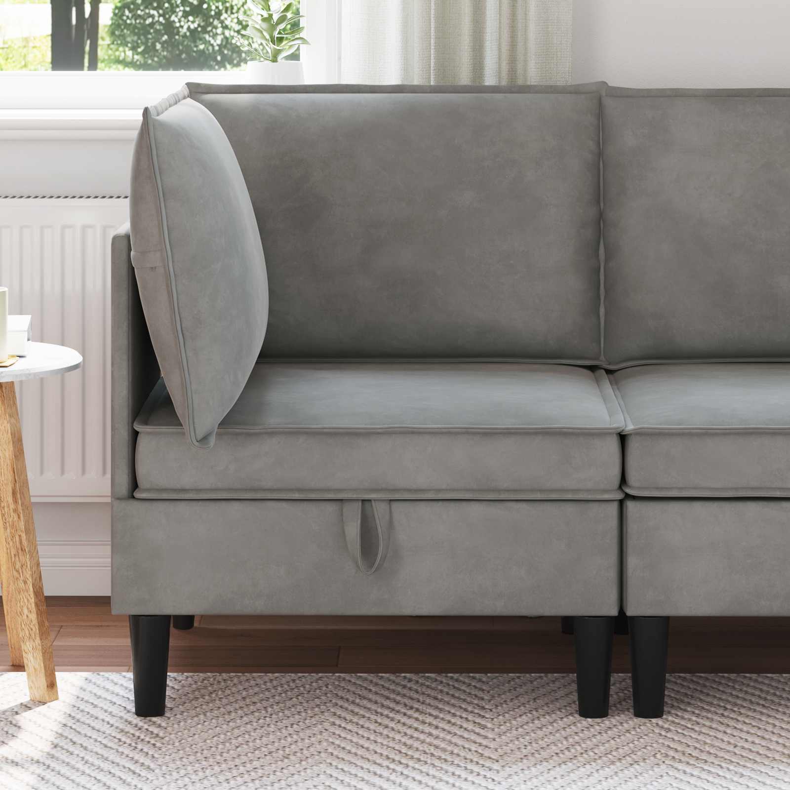 Sofa s pohranom Svjetlosiva Baršun