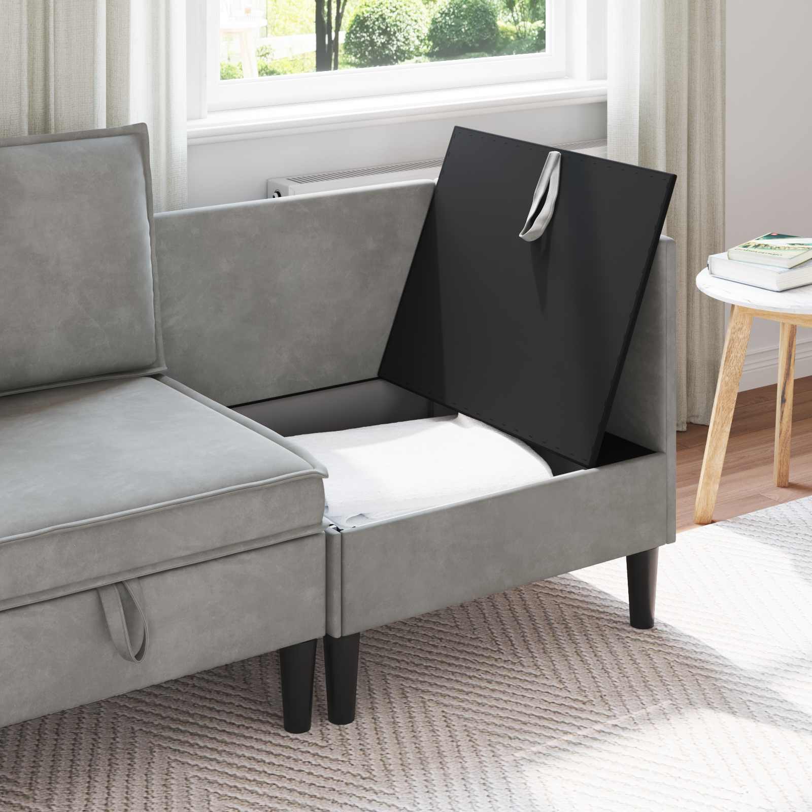 Sofa s pohranom Svjetlosiva Baršun