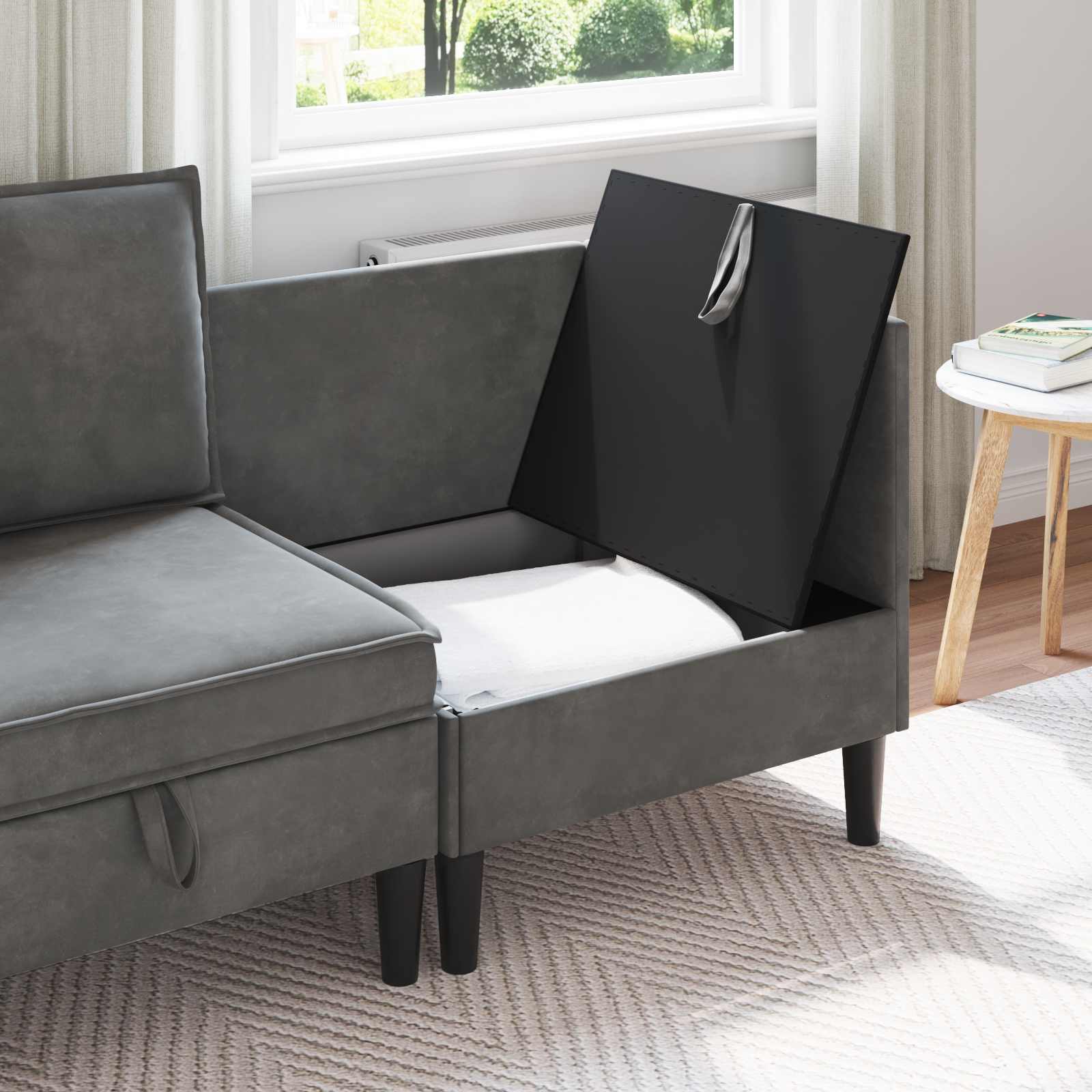 Sofa s pohranom Tamnosiva Baršun