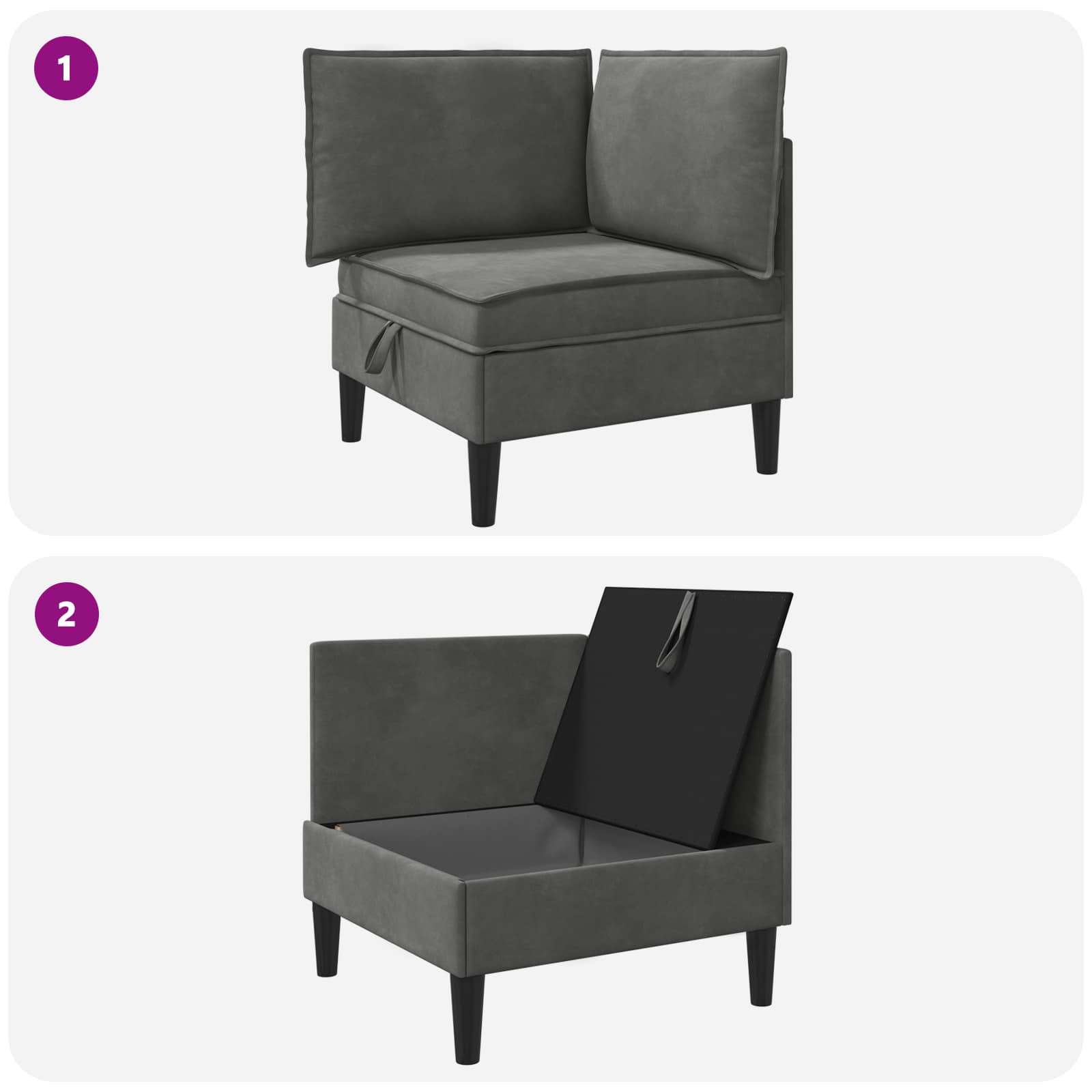 Sofa s pohranom Tamnosiva Baršun