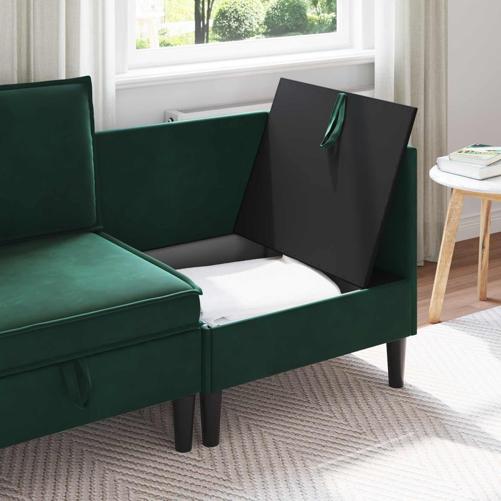 Sofa s pohranom Tamnozelena Baršun