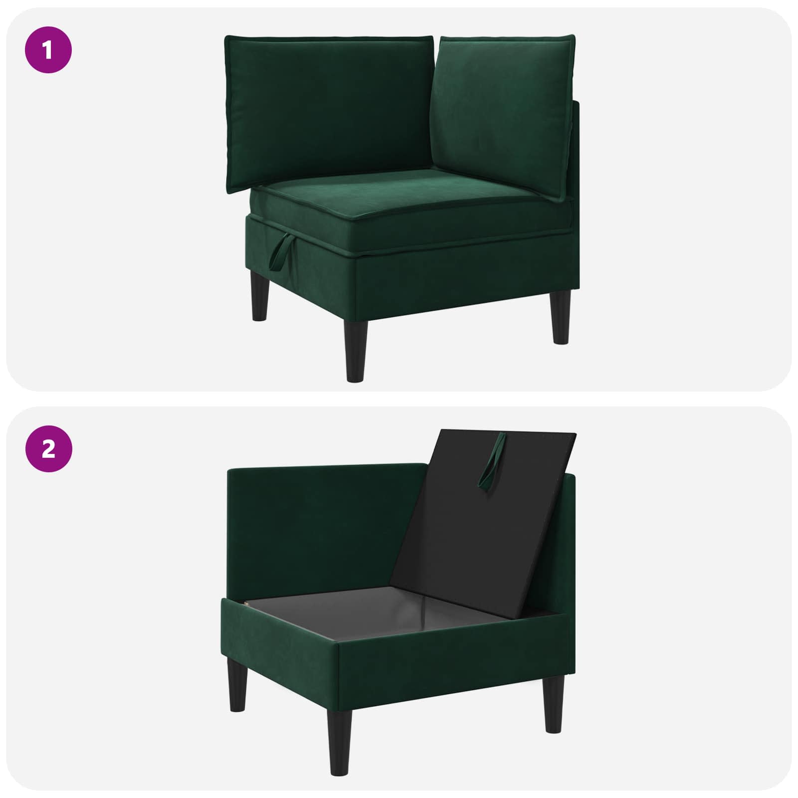 Sofa s pohranom Tamnozelena Baršun