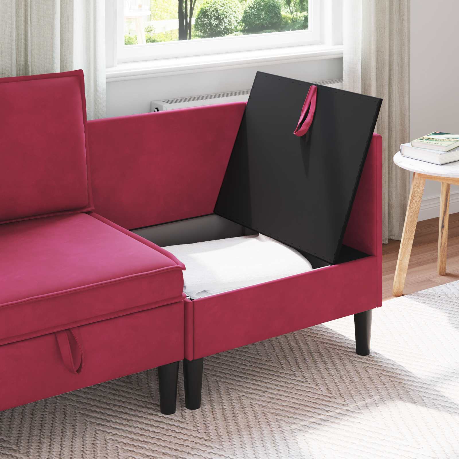 Sofa s pohranom Vinska crvena Baršun