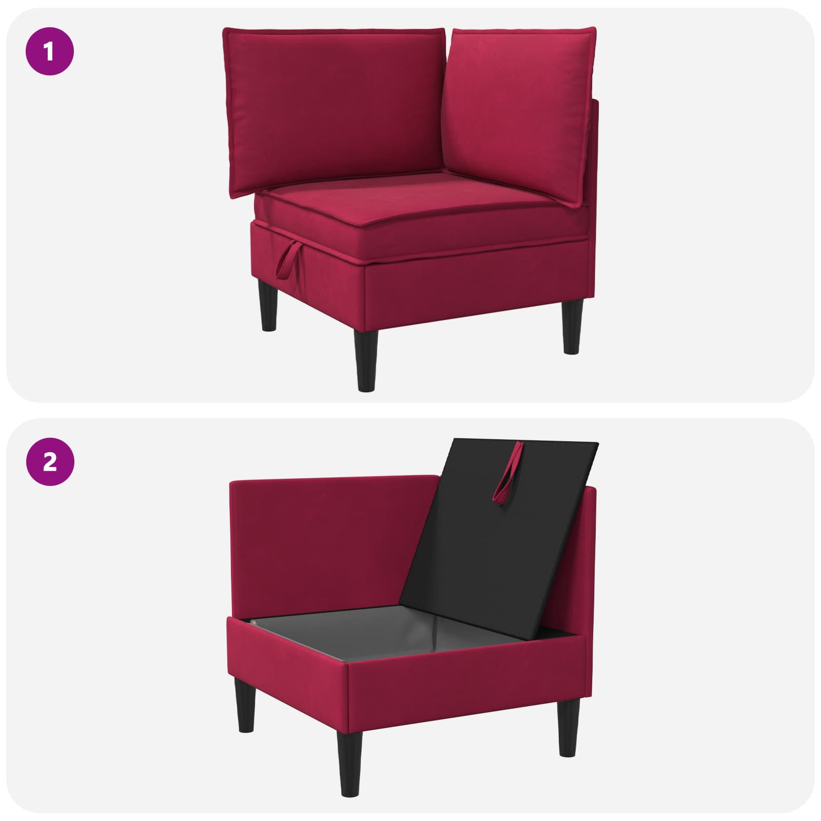 Sofa s pohranom Vinska crvena Baršun